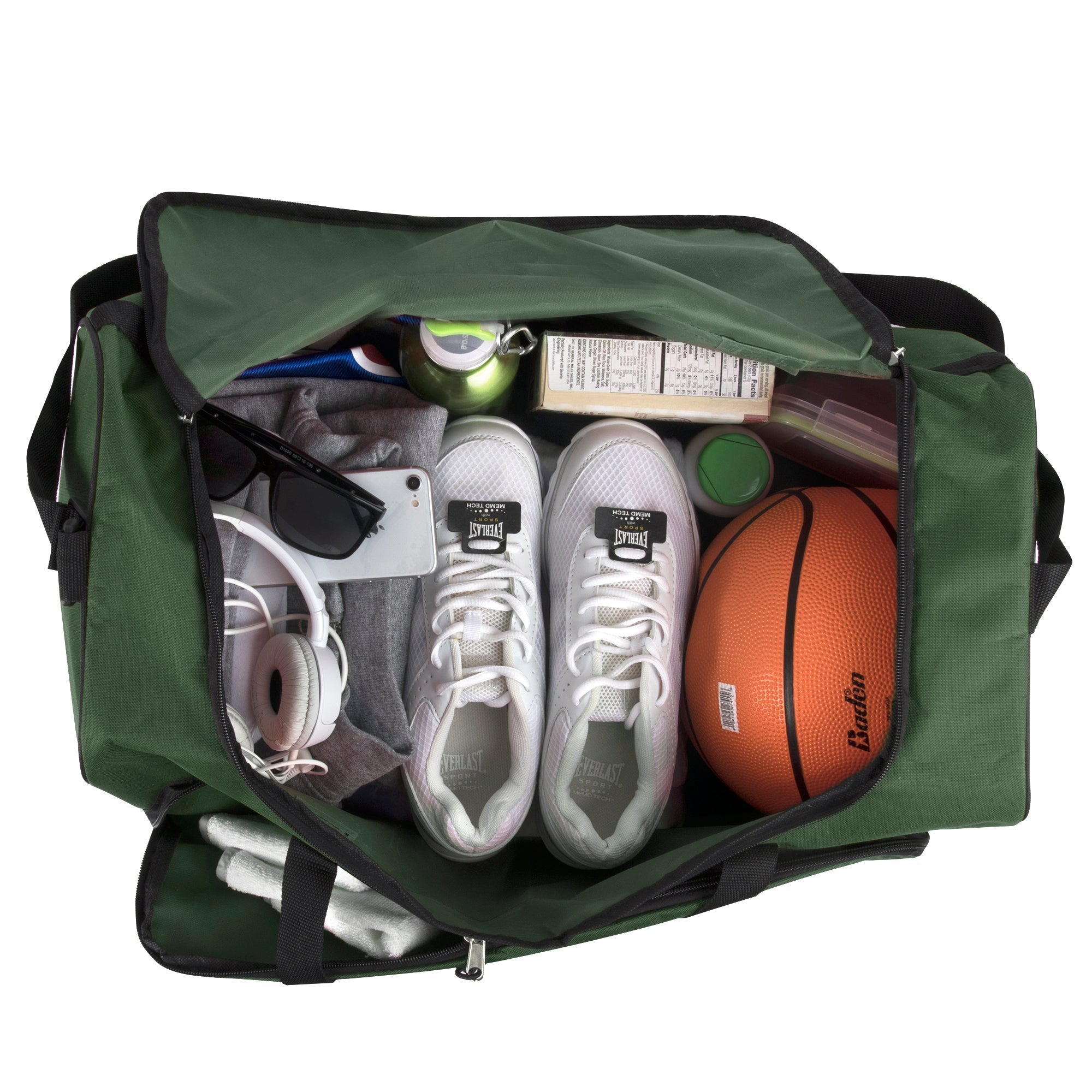 24 Inch Wide-Pocket Duffle Bags - Green - 24 in the Pack
