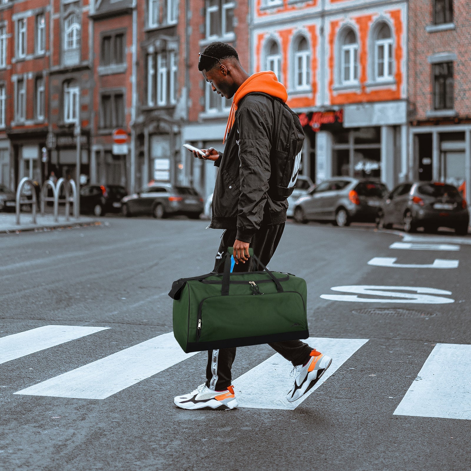 24 Inch Wide-Pocket Duffle Bags - Green - 24 in the Pack