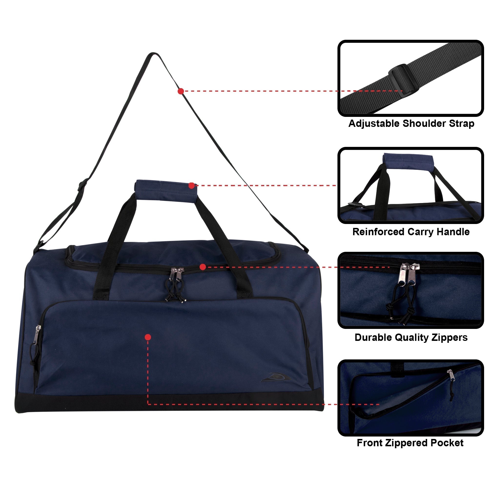 24 Inch Wide-Pocket Duffle Bags - Navy - 24 in the Pack