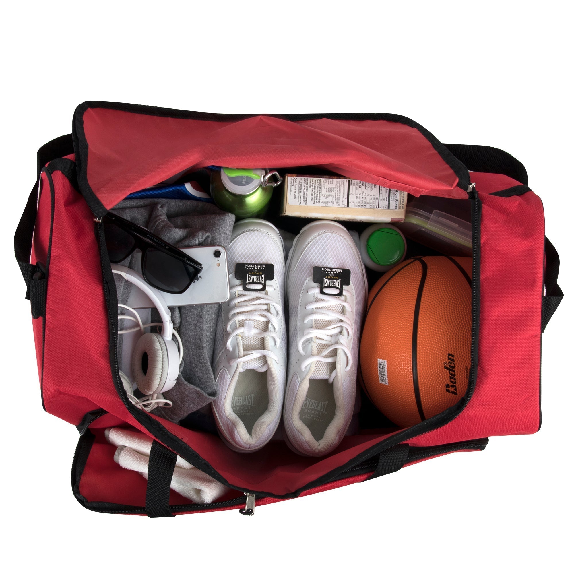 24 Inch Wide-Pocket Duffle Bags - Red - 24 in the Pack