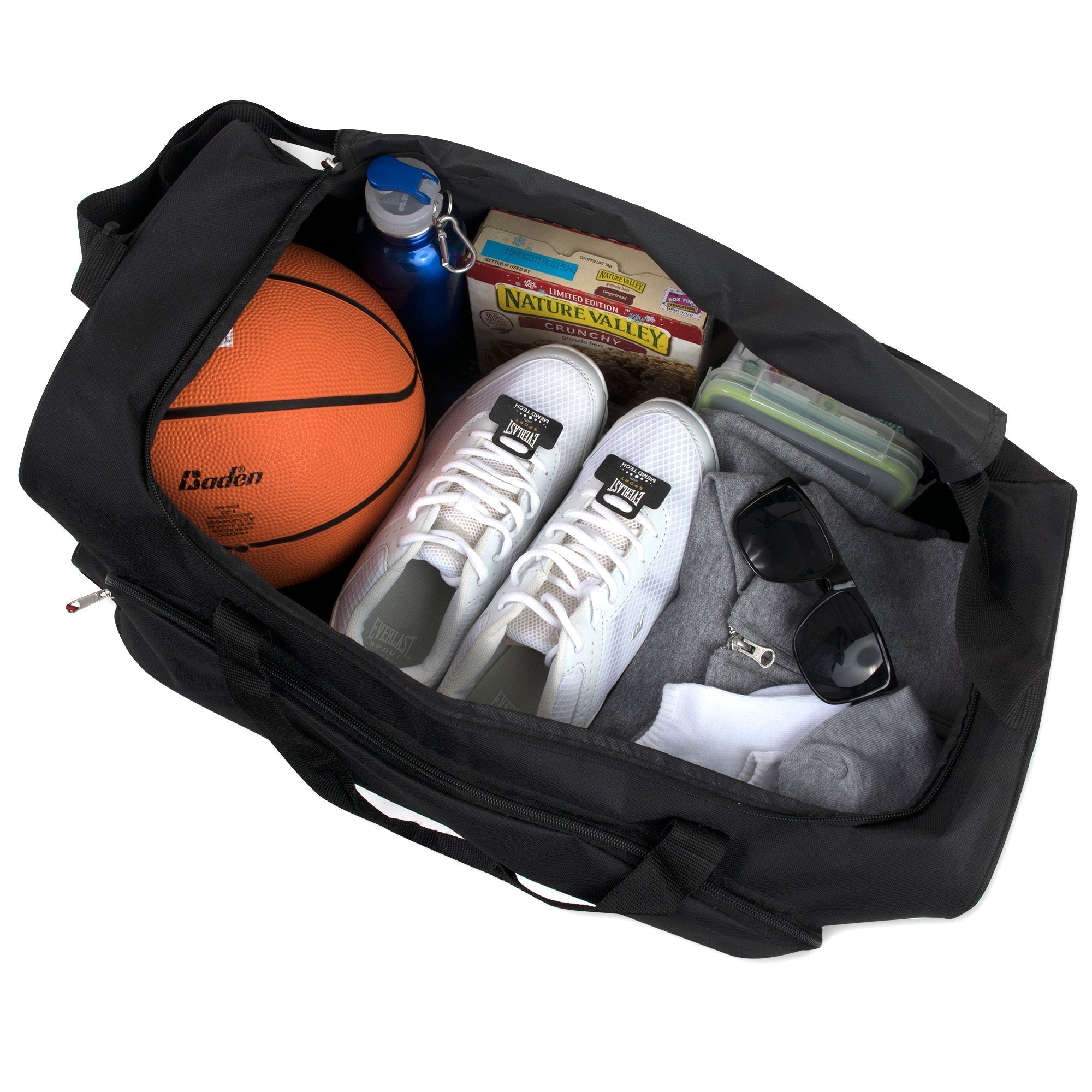24 Inch Wide-Pocket Duffle Bags - Black - 24 in the Pack