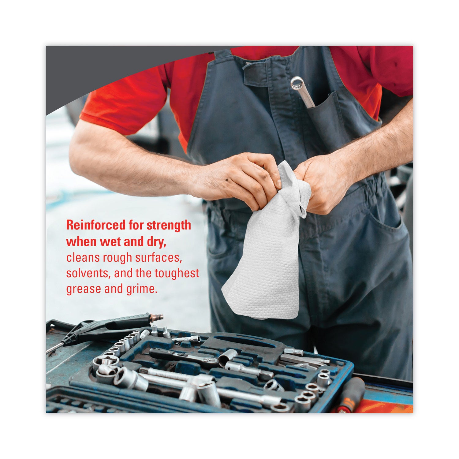 Wypall PowerClean X80 Heavy Duty Cloths - Brag Box - 11.10" Width x 16.80" Length - White - Pulp Fiber, Polypropylene - 1 Carton