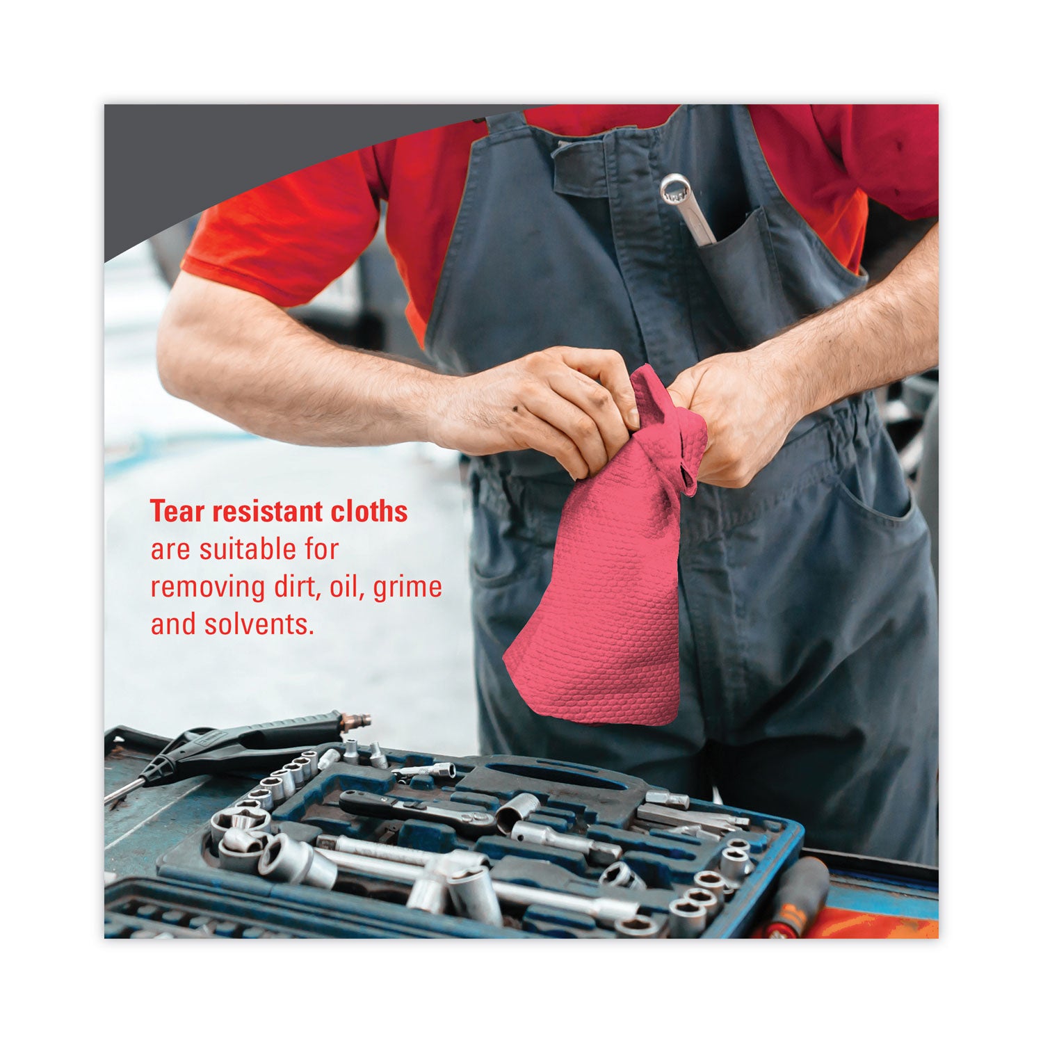 16.80" Length x 8.34" Width - Absorbent, Durable, Reusable, Foldable, Contaminant-free, Durable - Red - 80/Box - 1 Carton