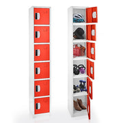 72" H x 12" W  6-Tier Steel Storage Locker with Digital Lock, Red