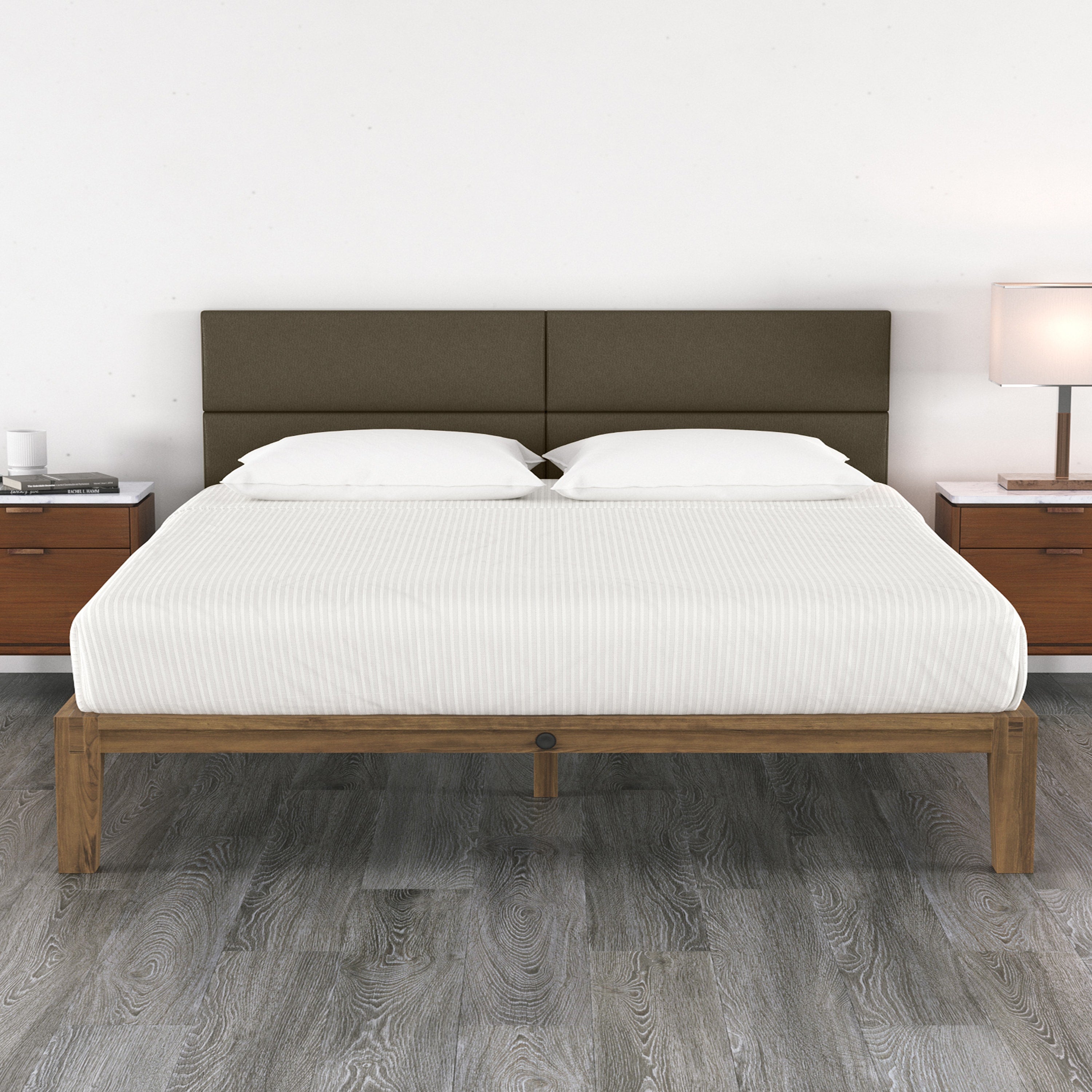 Jaxx Panelist Modern Padded Headboard – Set of 4 Wall Mounted Panels (Each 11.25" x 38") - King, Vegan Leather, Thunder Grey