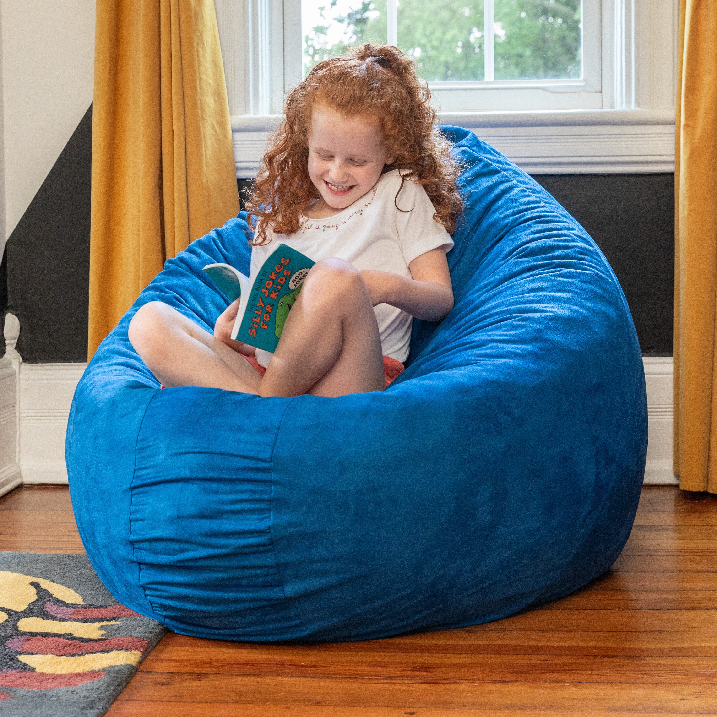 Jaxx Cocoon 4 Foot Bean Bag Chair and Crash Pad, Blueberry
