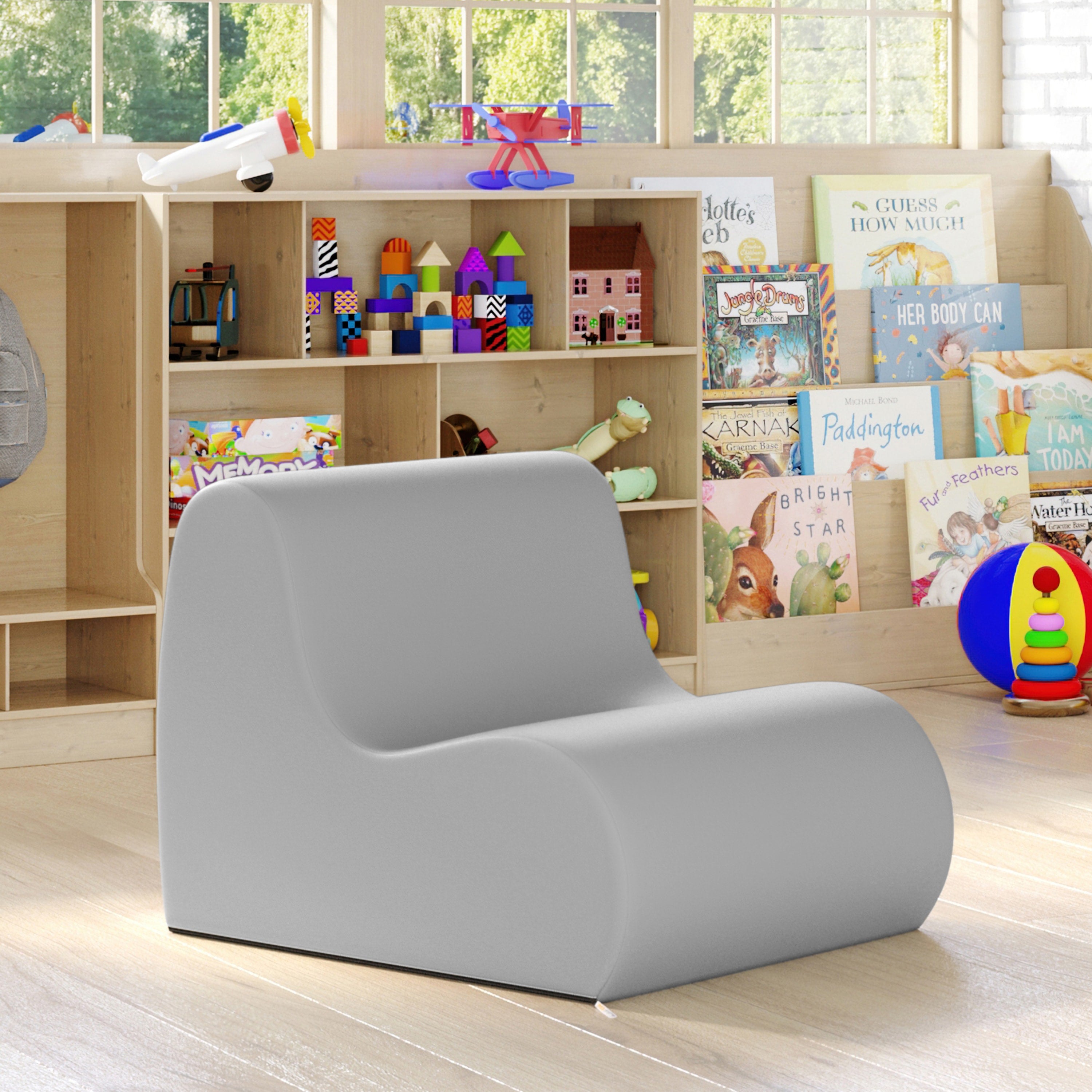 Jaxx Midtown Small Classroom Soft Foam Chair - Premium Vinyl Cover, Submarine Grey
