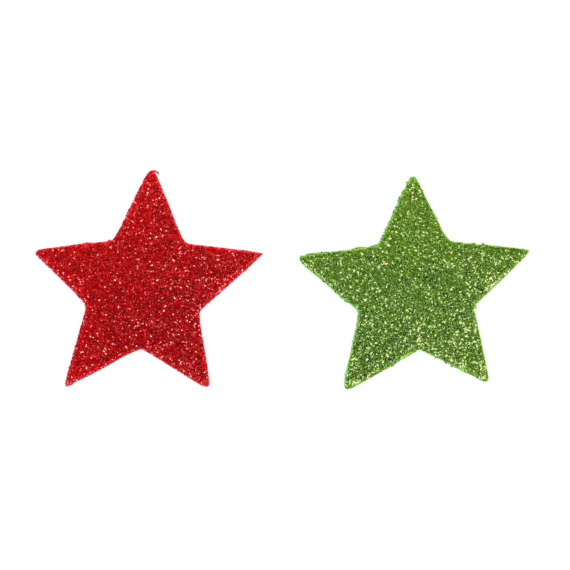 Glitter Foam Stickers, Stars, Red and Green