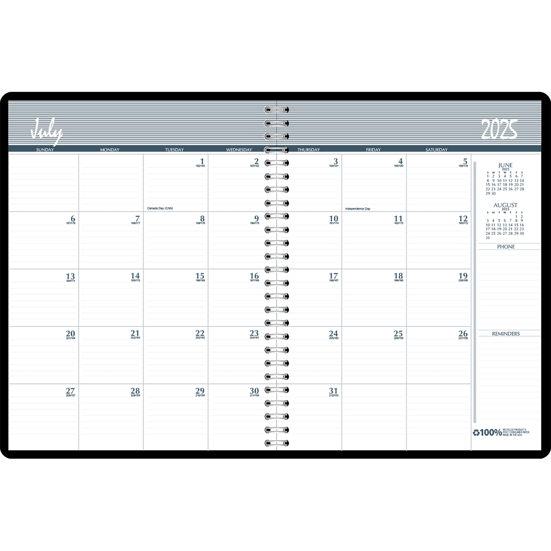 Monthly Calendar Academic Planner Book, 14 Months (Jul-Aug), 8.5" x 11"
