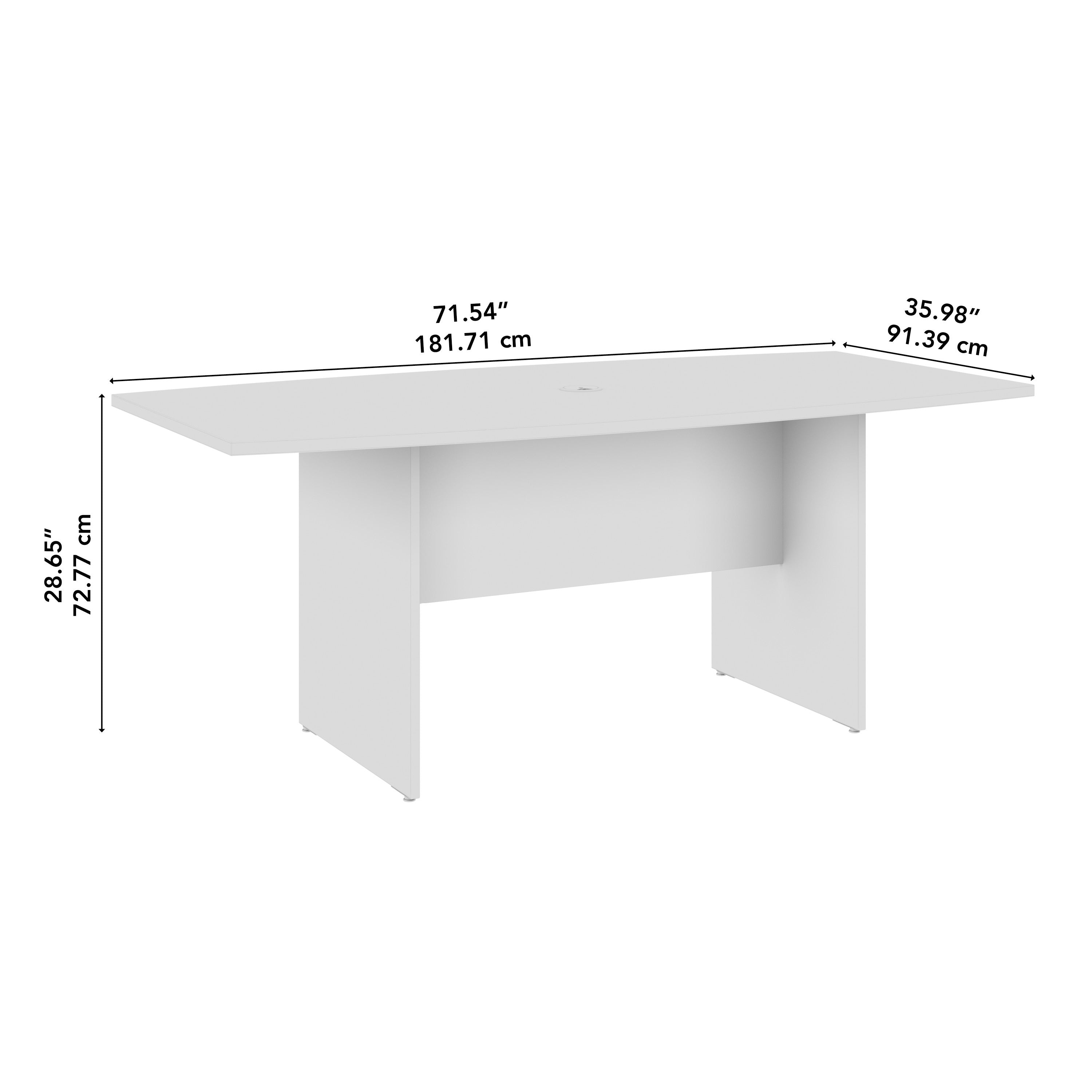 Bush Business Furniture 72-inch Office Conference Table with Wood Base in White - 71.54" Width x 35.98" Depth x 28.65" Height