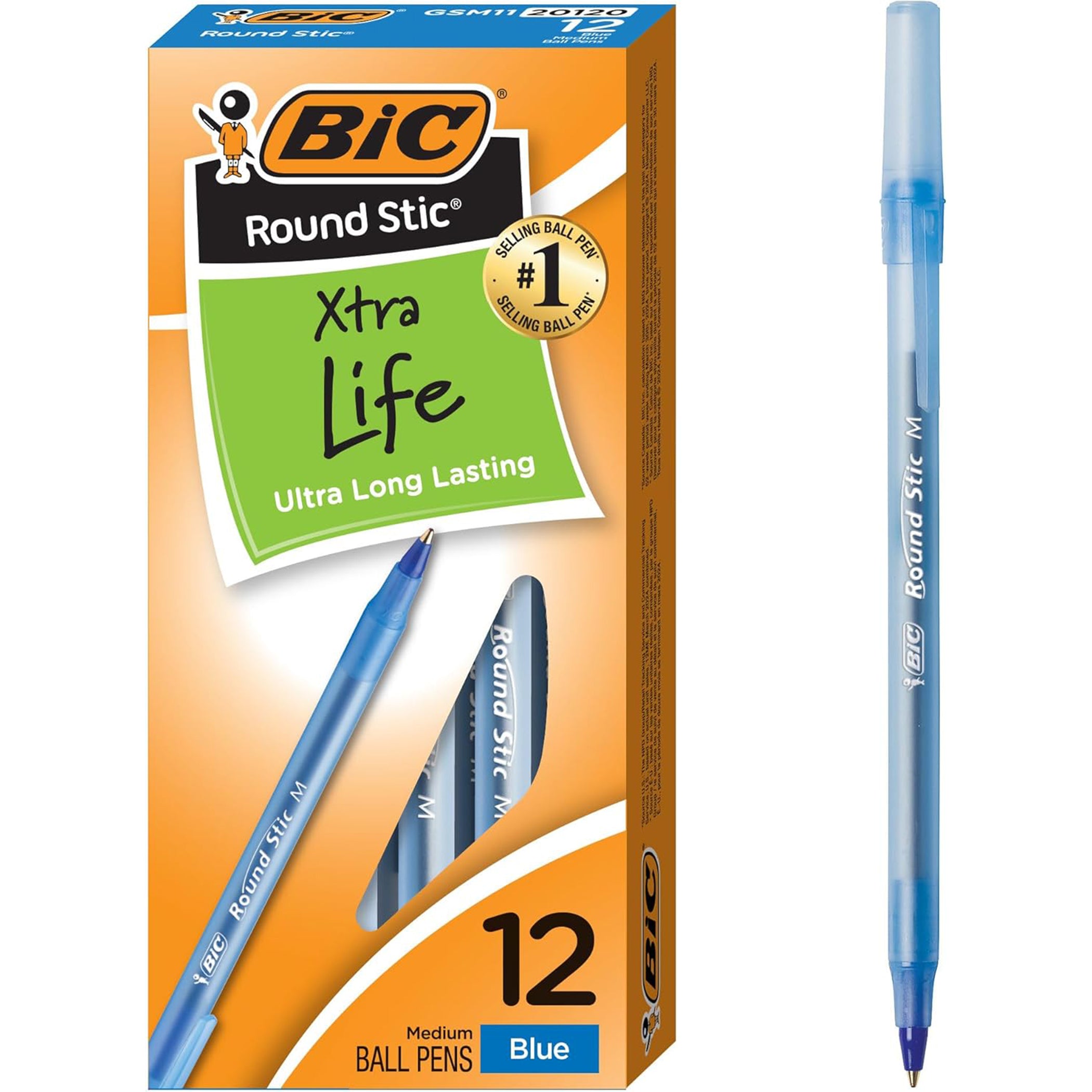 Round Stic® Pen, Medium Point, Blue, Pack of 12