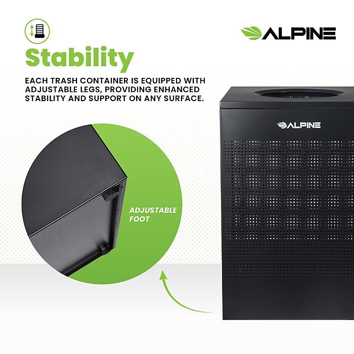 40 Gallon Black Perforated Metal Square Decorative Waste Receptacle