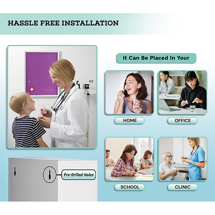 21 in. H x 16 in. W x 6 in. D Large Dual Lock Surface-Mount Medical Security Cabinet in Purple