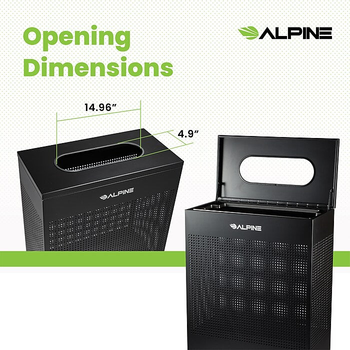 23 Gallon Black Perforated Metal Square Decorative Waste Receptacle