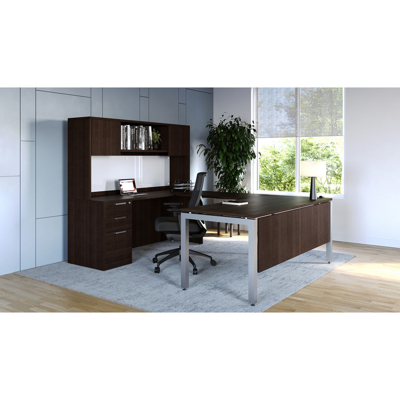 OfficeSource OS Laminate U Shape Typical - OSTYP316 - Modern Walnut