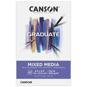 Graduate Mixed Media Pad, Foldover Binding, 20 Sheet, 5.5x8.5 inch, 1 Count
