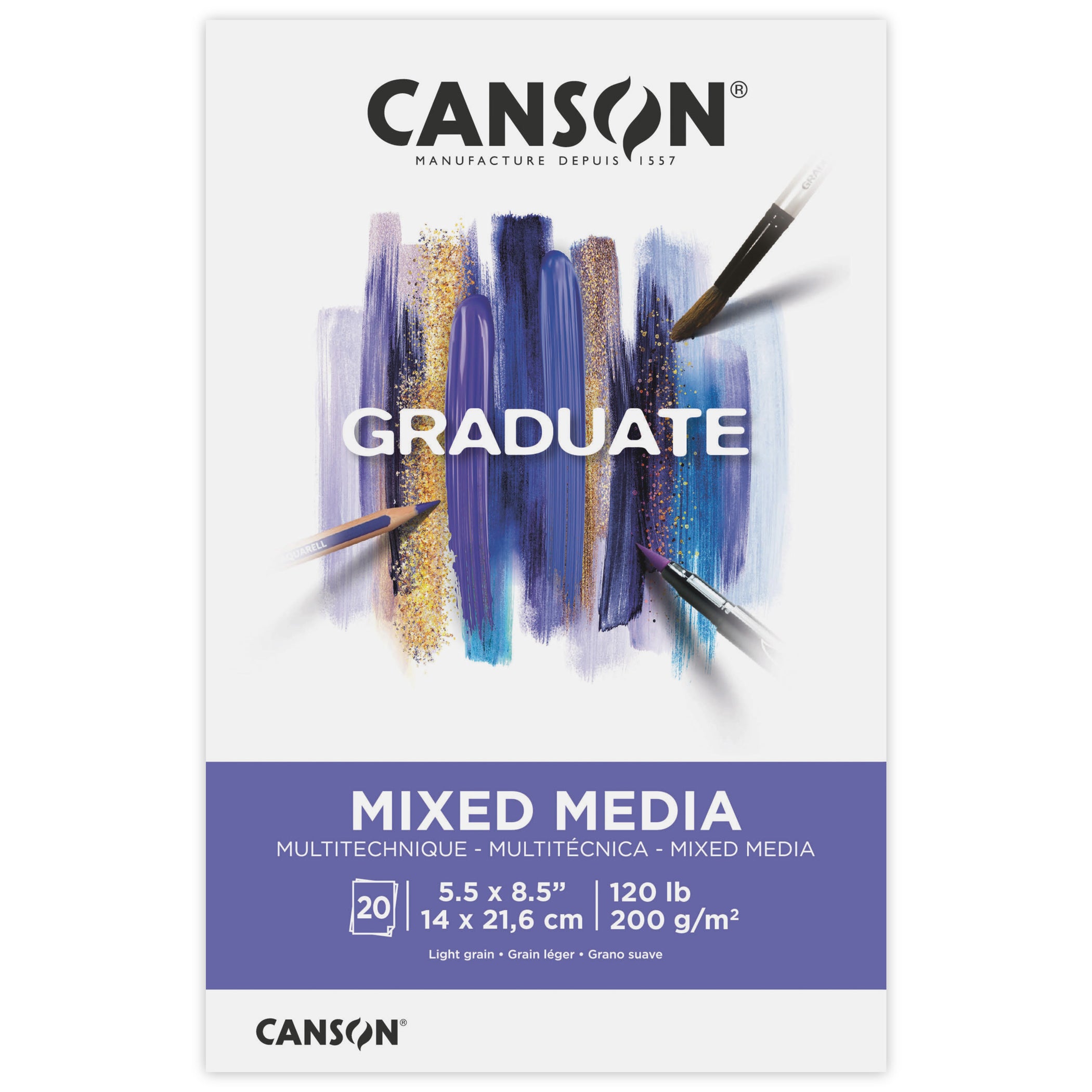 Graduate Mixed Media Pad, Foldover Binding, 20 Sheet, 5.5x8.5 inch, 1 Count