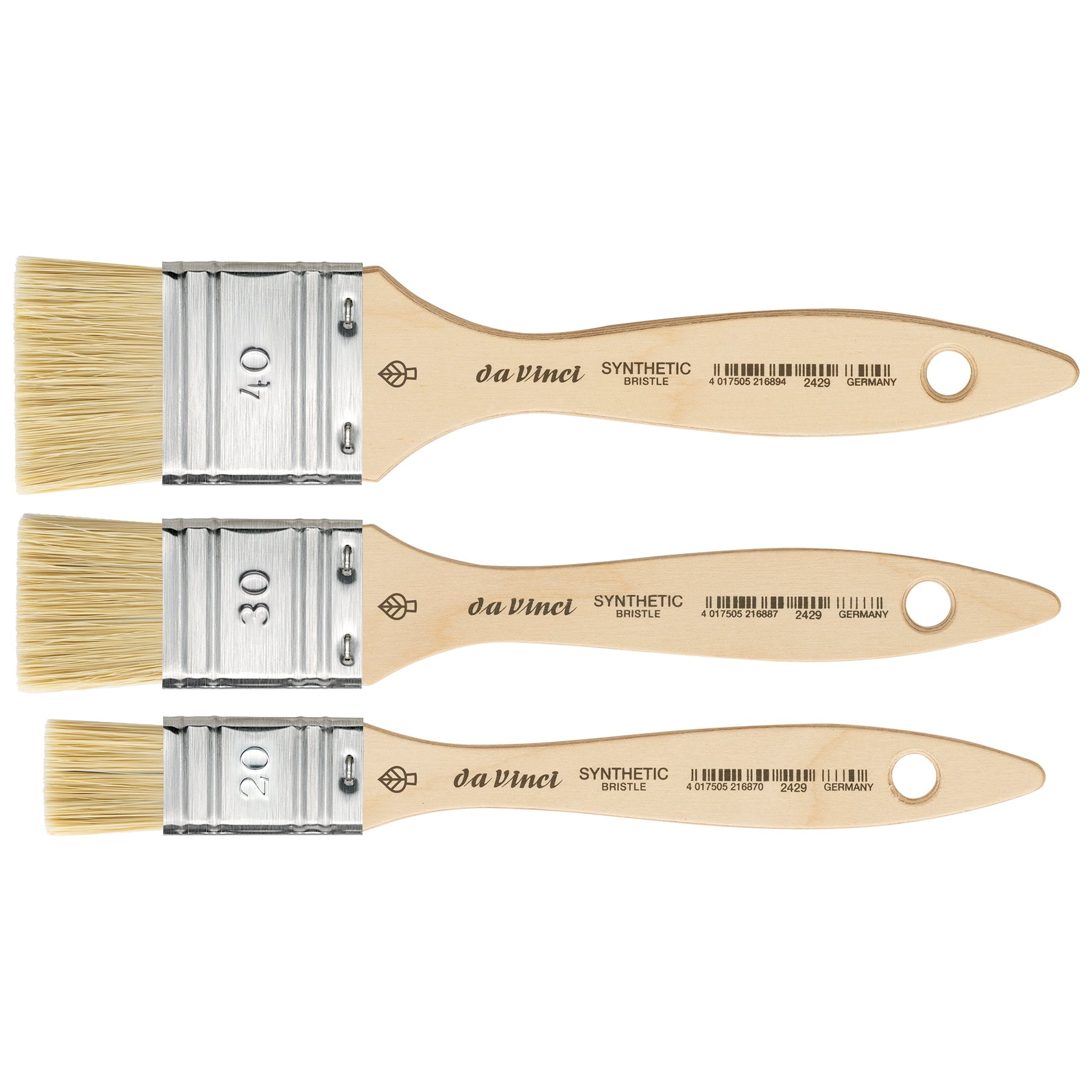 SYNTHETIC Mottler Brush, Natural Hog, Acrylic & Oil, Flat, Series 2429, 3 Brush Set