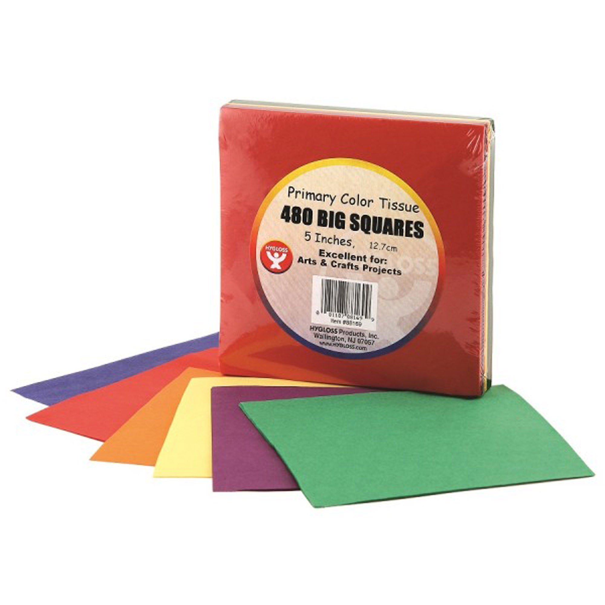 Squares - 5", 480 ct., Tissue, primary colors