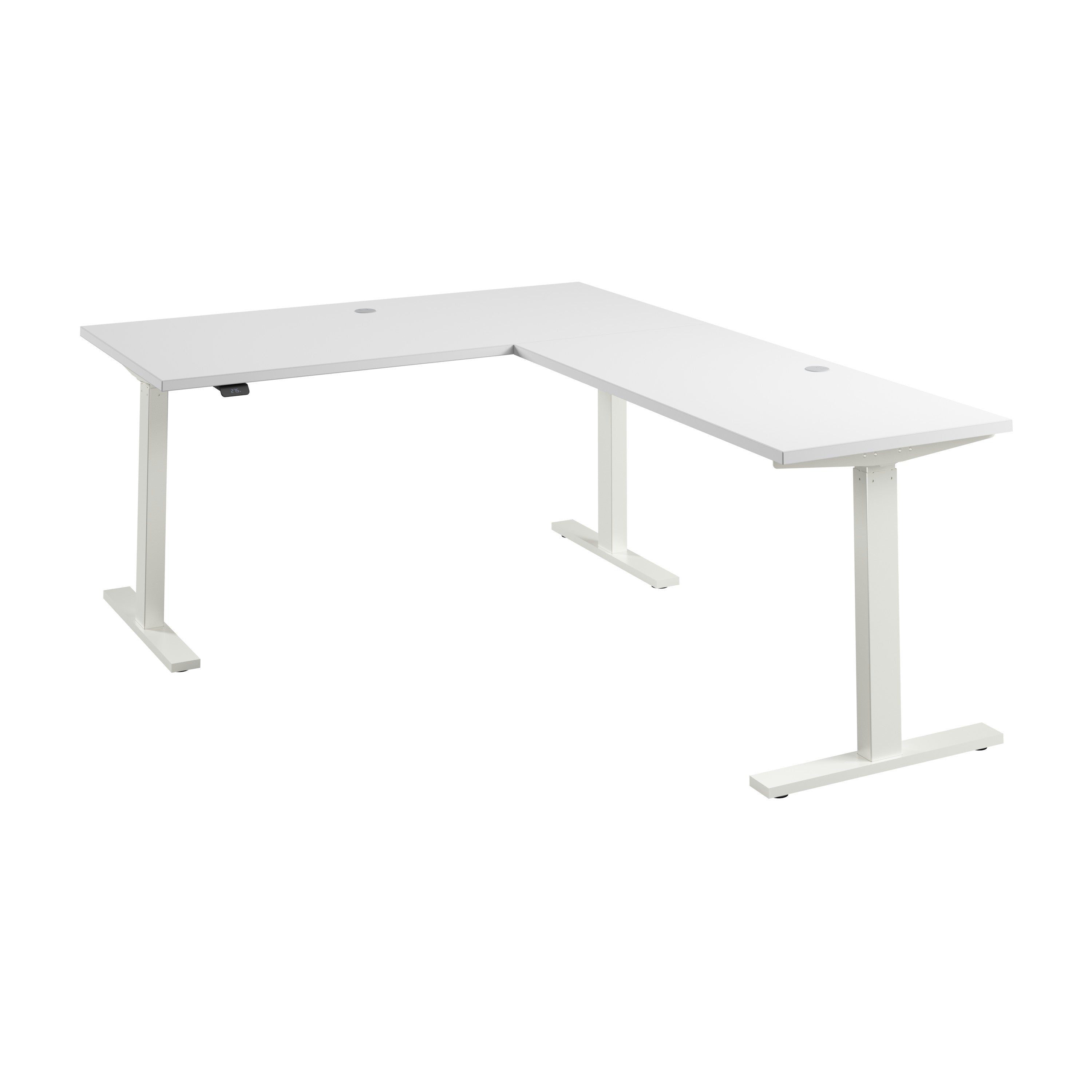 Bush Business Furniture Move 60 Series 60W Height Adjustable L Shaped Standing Desk in White with White Base - 59.45" Width x 76.97" Depth x 27.44" Height