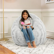 Jaxx Cocoon 4 Foot Bean Bag Chair - Faux Fur, Silver