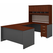 Bush Business Furniture Series C 60W U Shaped Desk with Hutch and Mobile File Cabinet in Hansen Cherry - 59.45" Width x 100.4" Depth x 72.85" Height