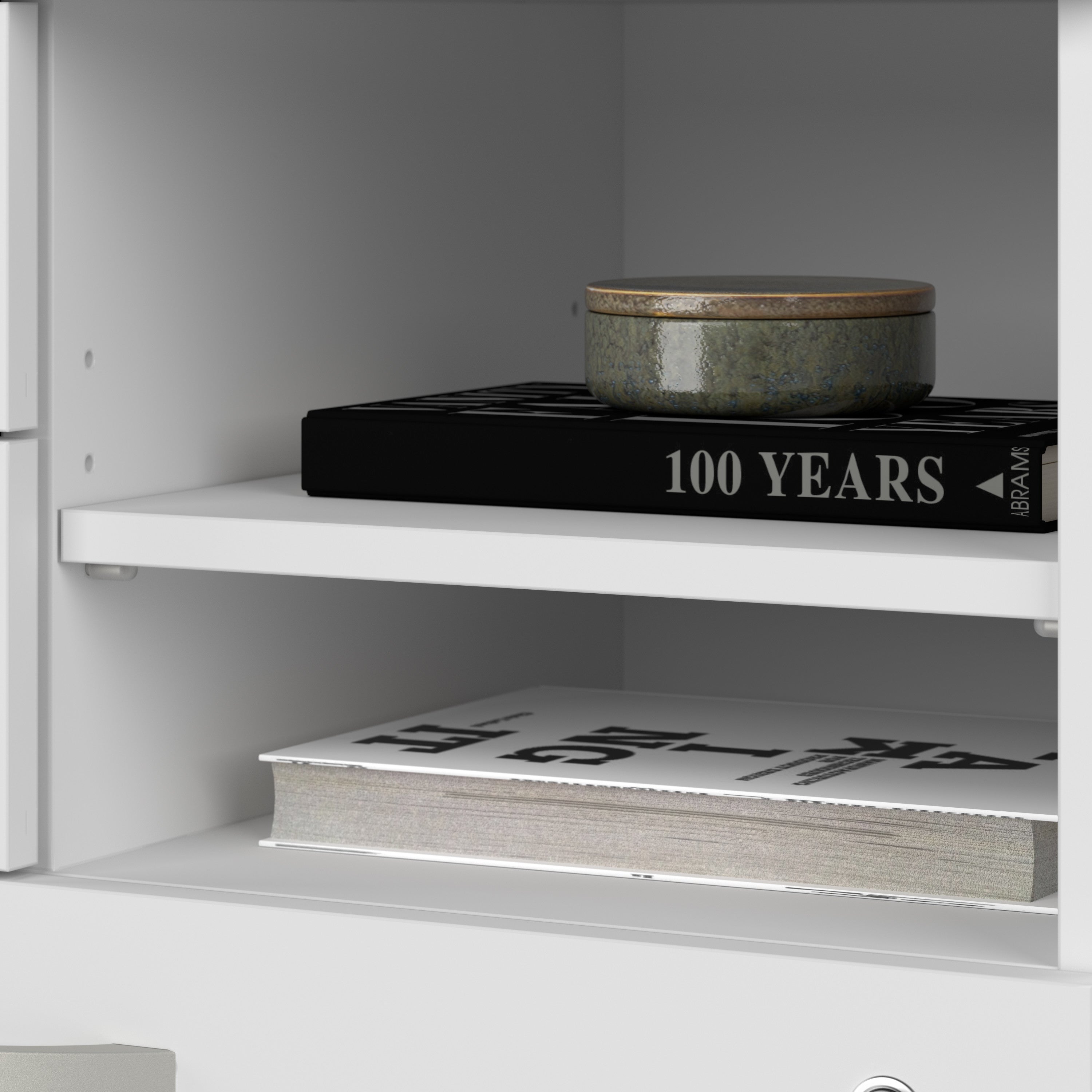 Bush Business Furniture Studio C Office Storage Cabinet with Drawers and Shelves in White - 29.72" Width x 16.93" Depth x 25.98" Height