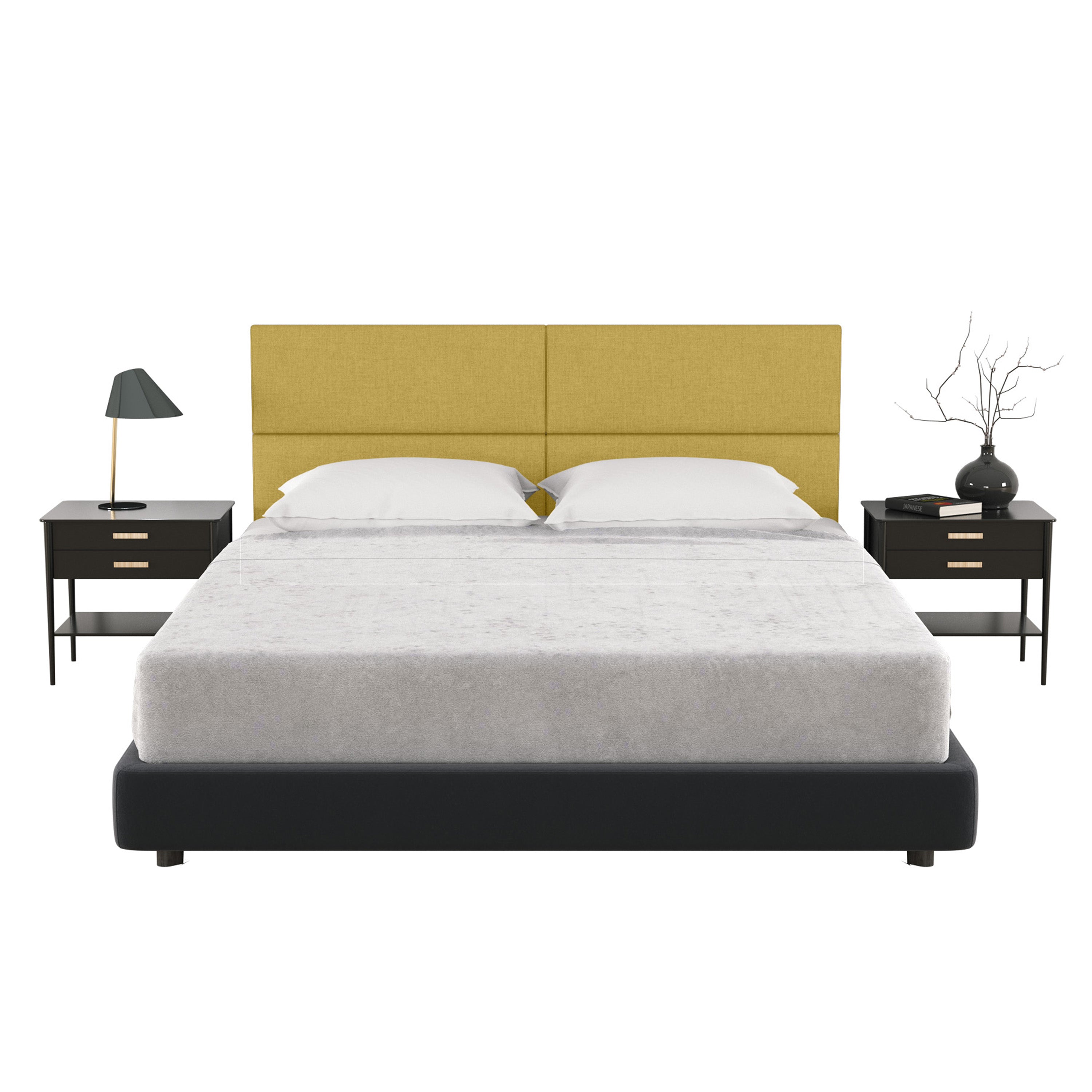 Jaxx Panelist Modern Padded Headboard – Set of 4 Wall Mounted Panels - Queen, Amber Gold Microvelvet
