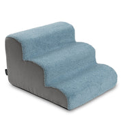 Jaxx Dubb Dog Steps - Supportive Pet Stairs for Improved Mobility and Spine Pressure Relief - Machine Washable Covers with Teddy Sherpa Top – Perfect Height for Small Dogs - 3 Stairs, Blue & Grey