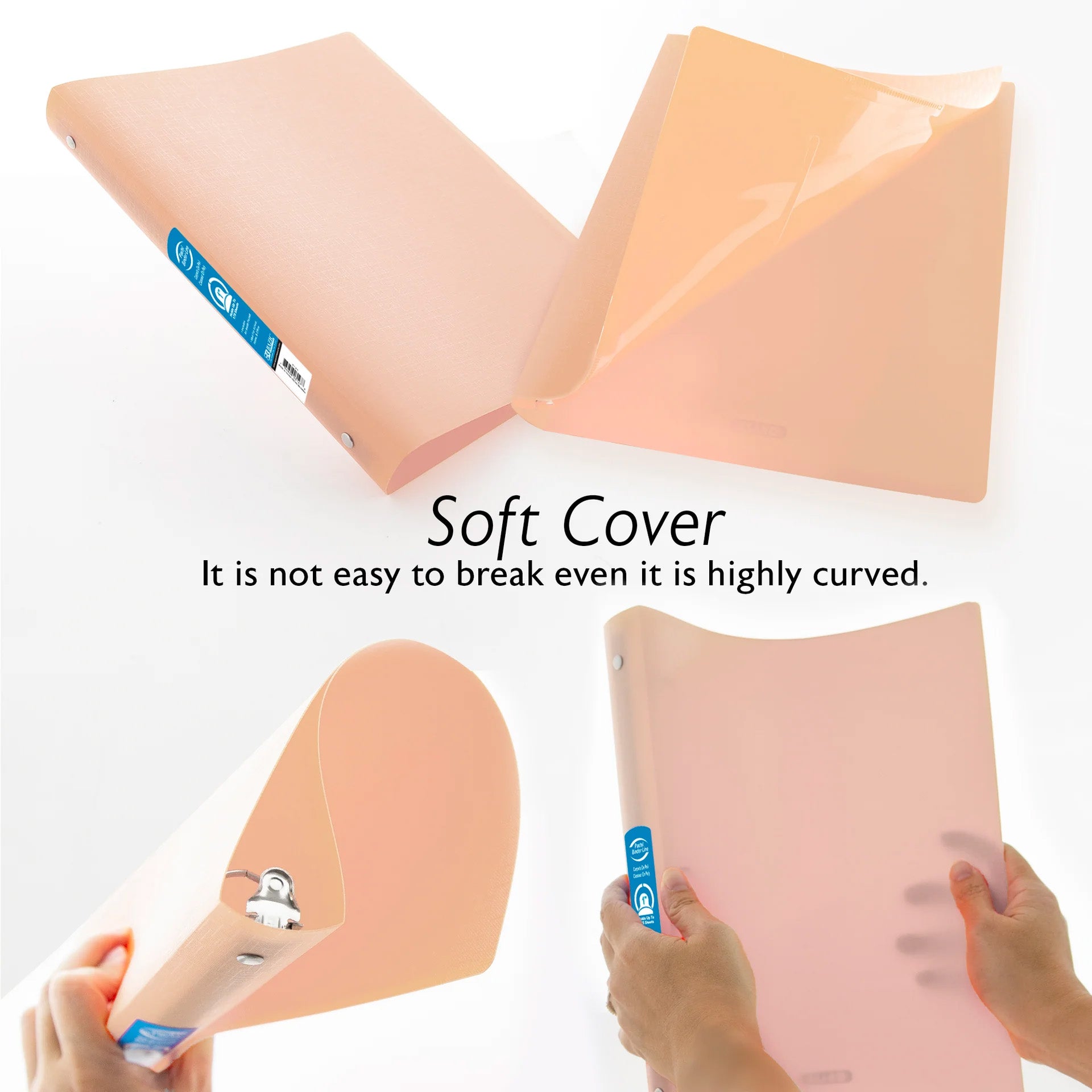 1" Poly 3-Ring Binder with Pocket, Assorted Pastel Colors, 1 Count
