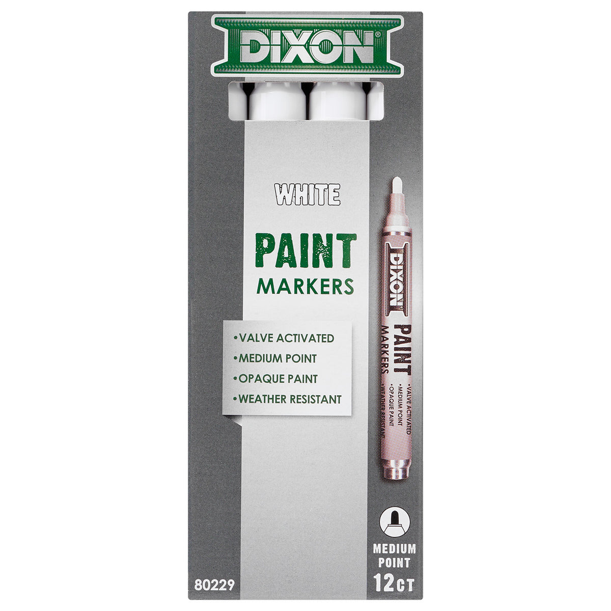 PAINT MARKERS MED TIP 12CT WHITE