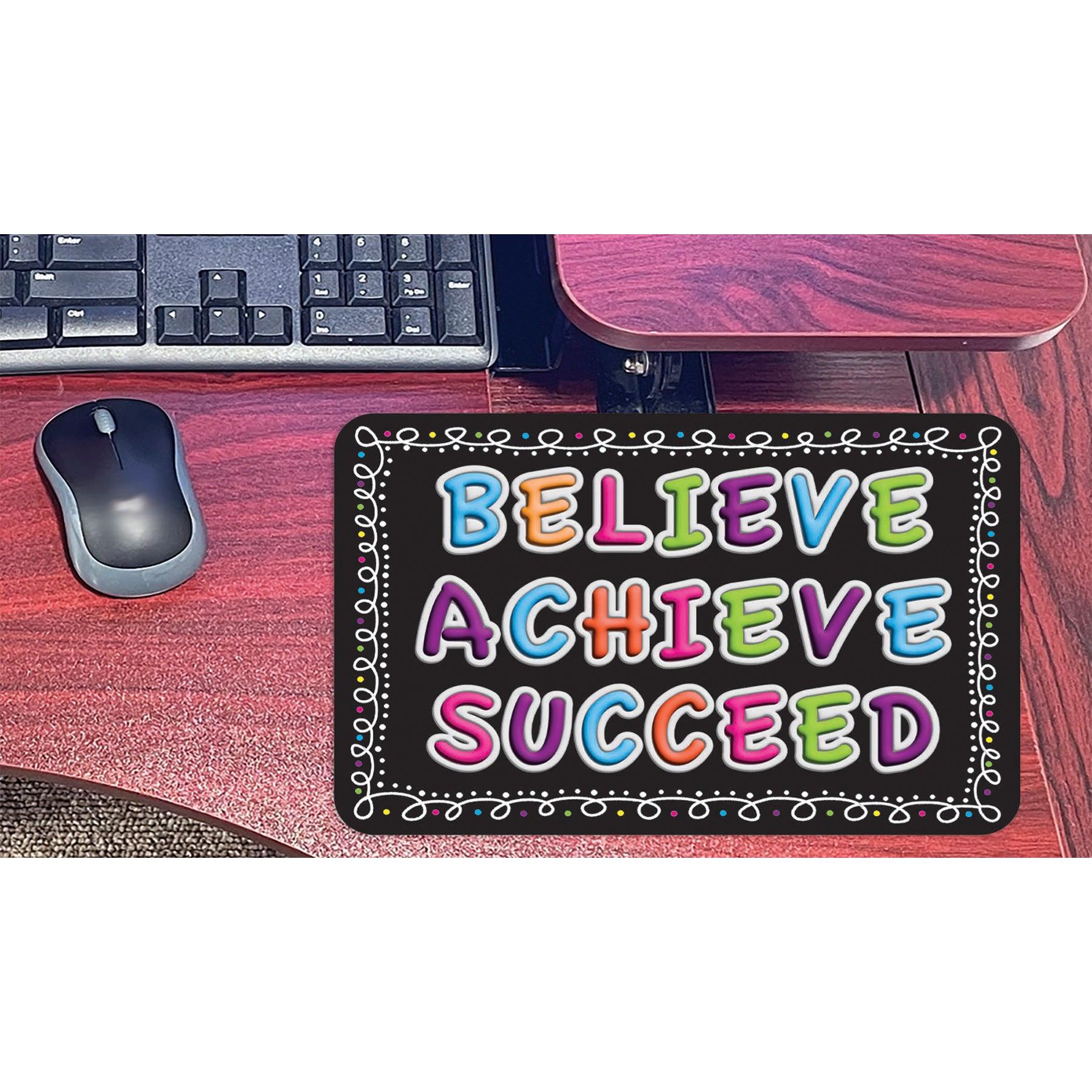 The Original Fun Mat® Computer Mouse Pad, 11.75x8 in, Believe, Achieve, Succeed, Chalk Loops