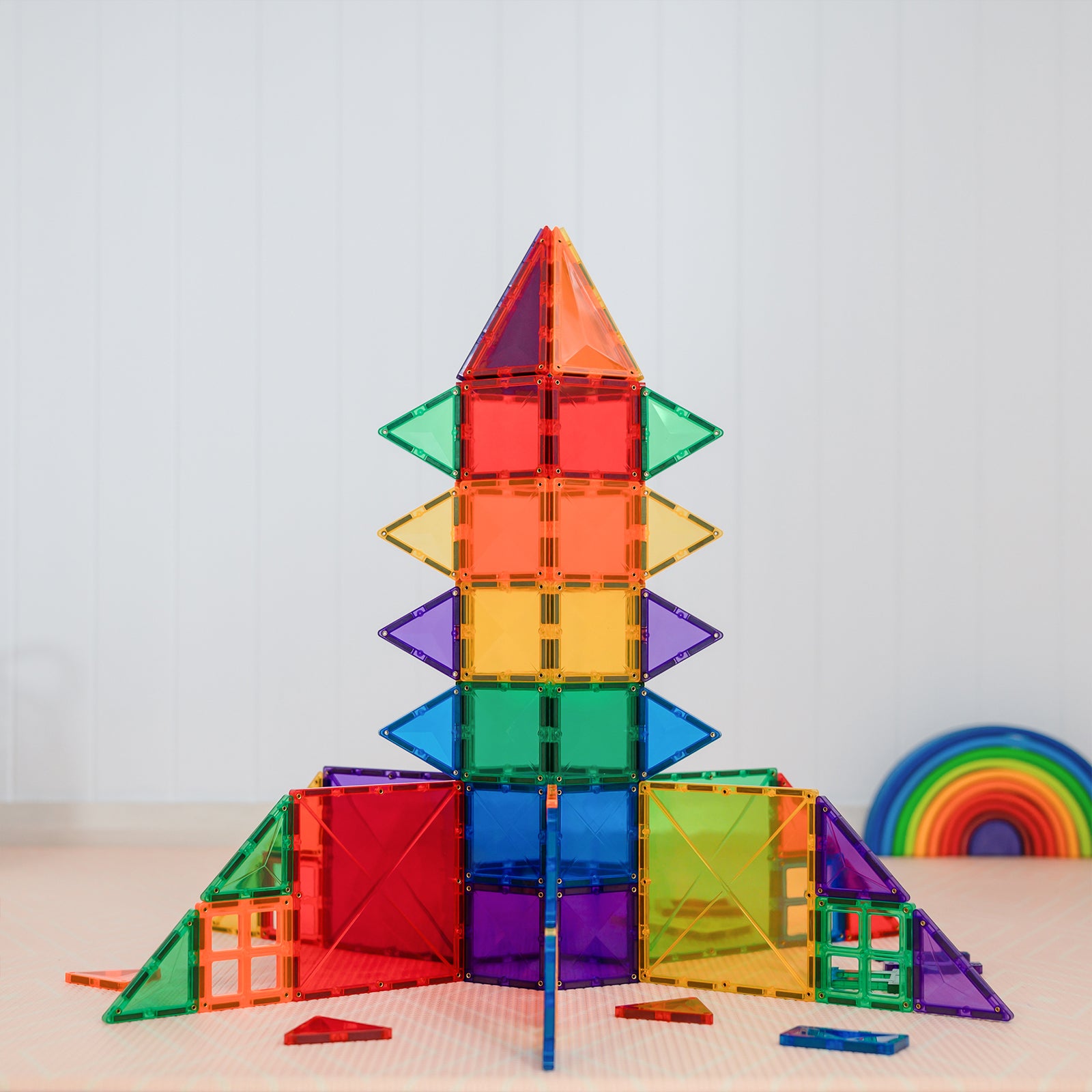 Magnetic Tiles Rainbow Creative Pack, 102 Pieces