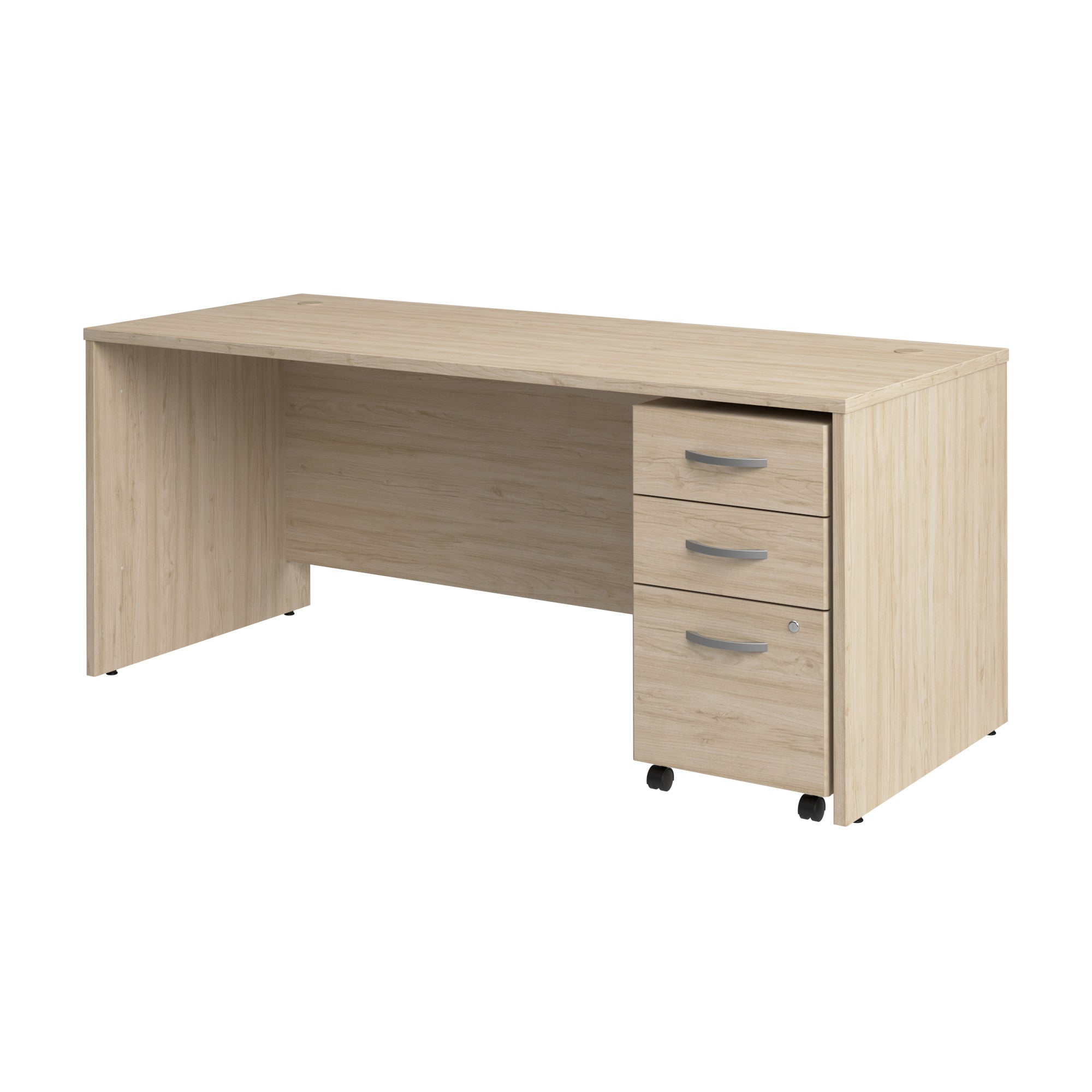 Bush Business Furniture Studio C 72W x 30D Office Desk with Mobile File Cabinet in Natural Elm - 71.02" Width x 29.37" Depth x 29.84" Height