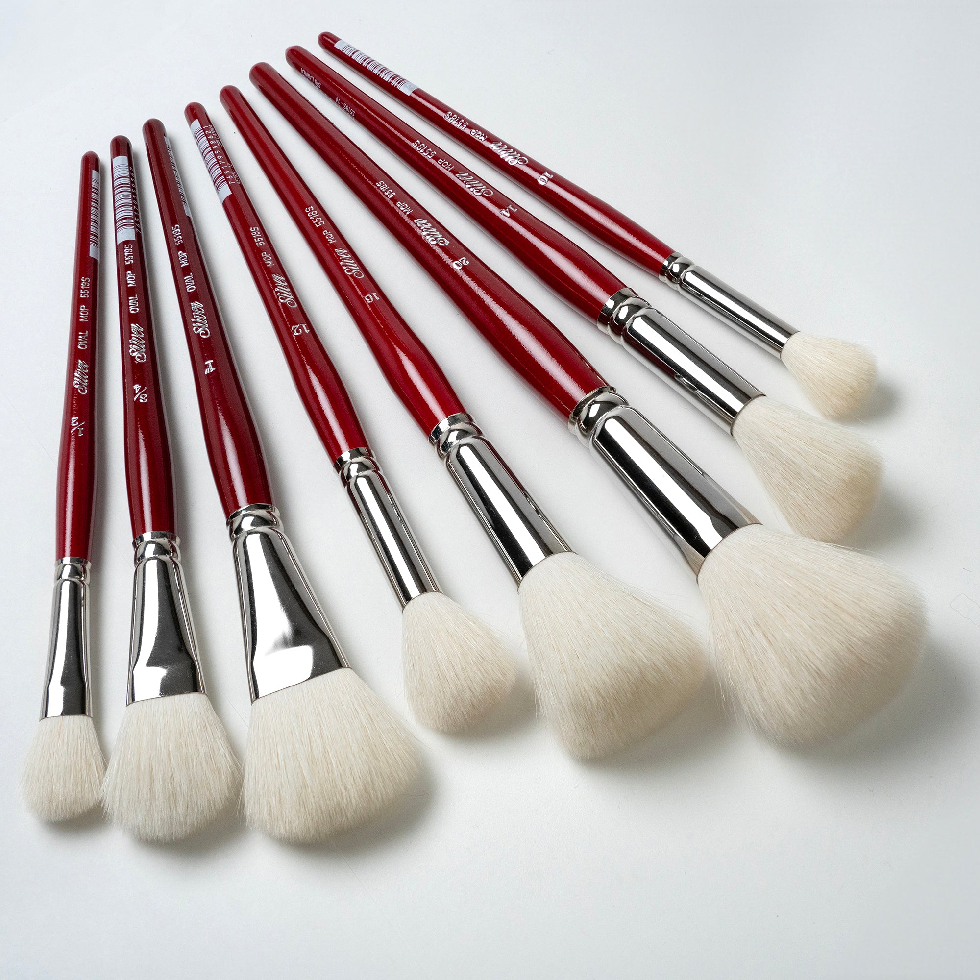 Silver Mops Round and Oval White, 8 Brushes