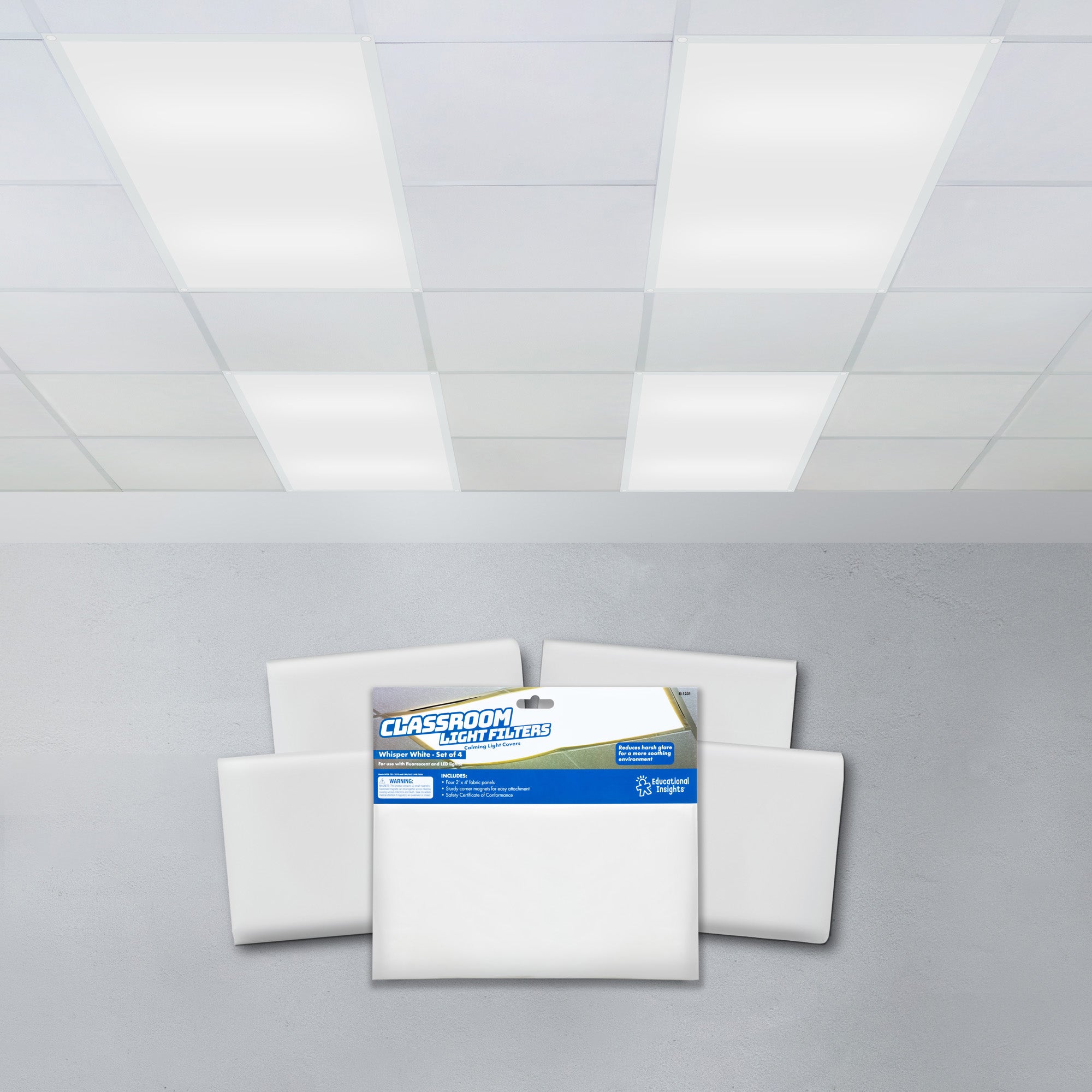 Classroom Light Filters, Whisper White, Set of 4