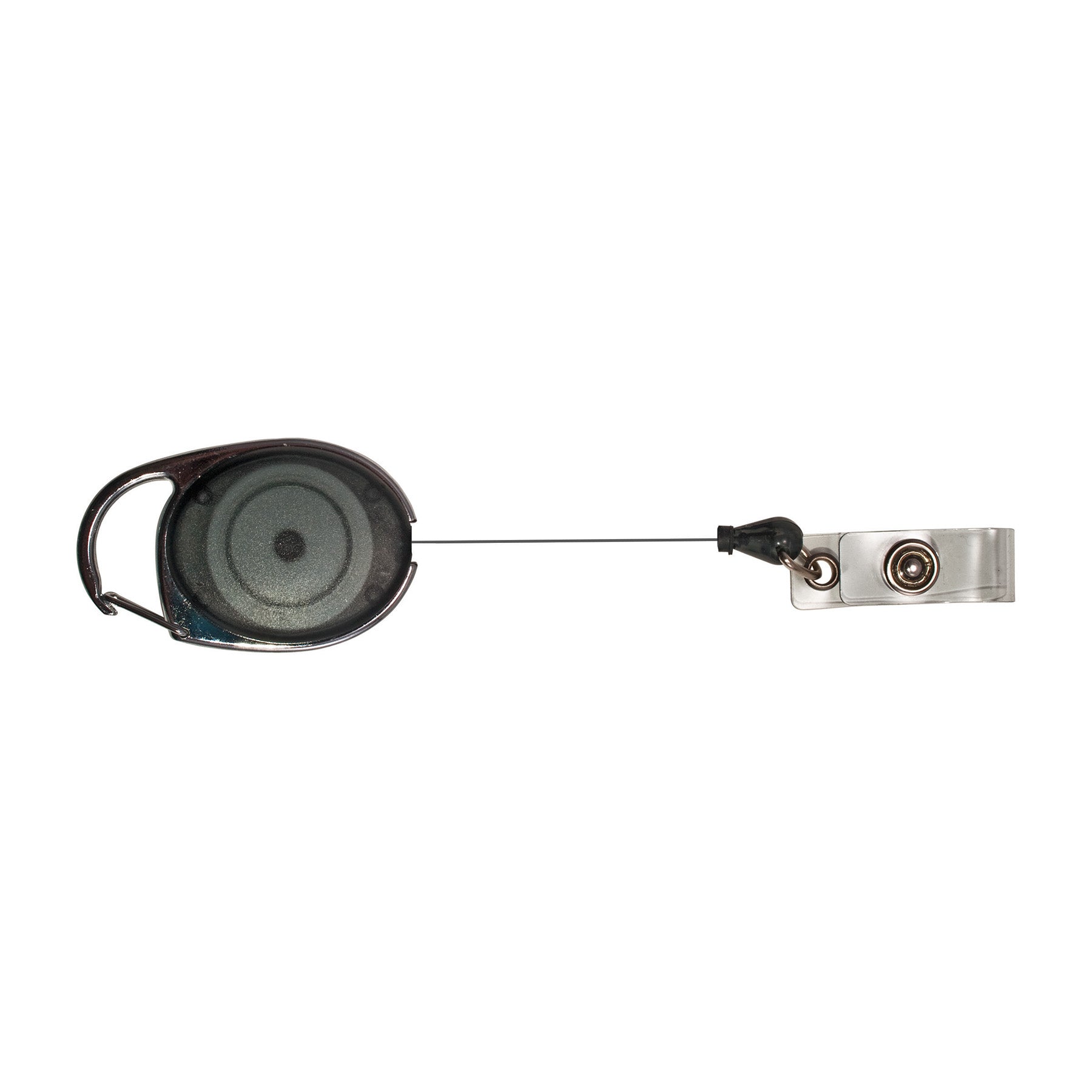 Retractable Carabiner Style Badge Reels with Badge Strap, Smoke, Pack of 12