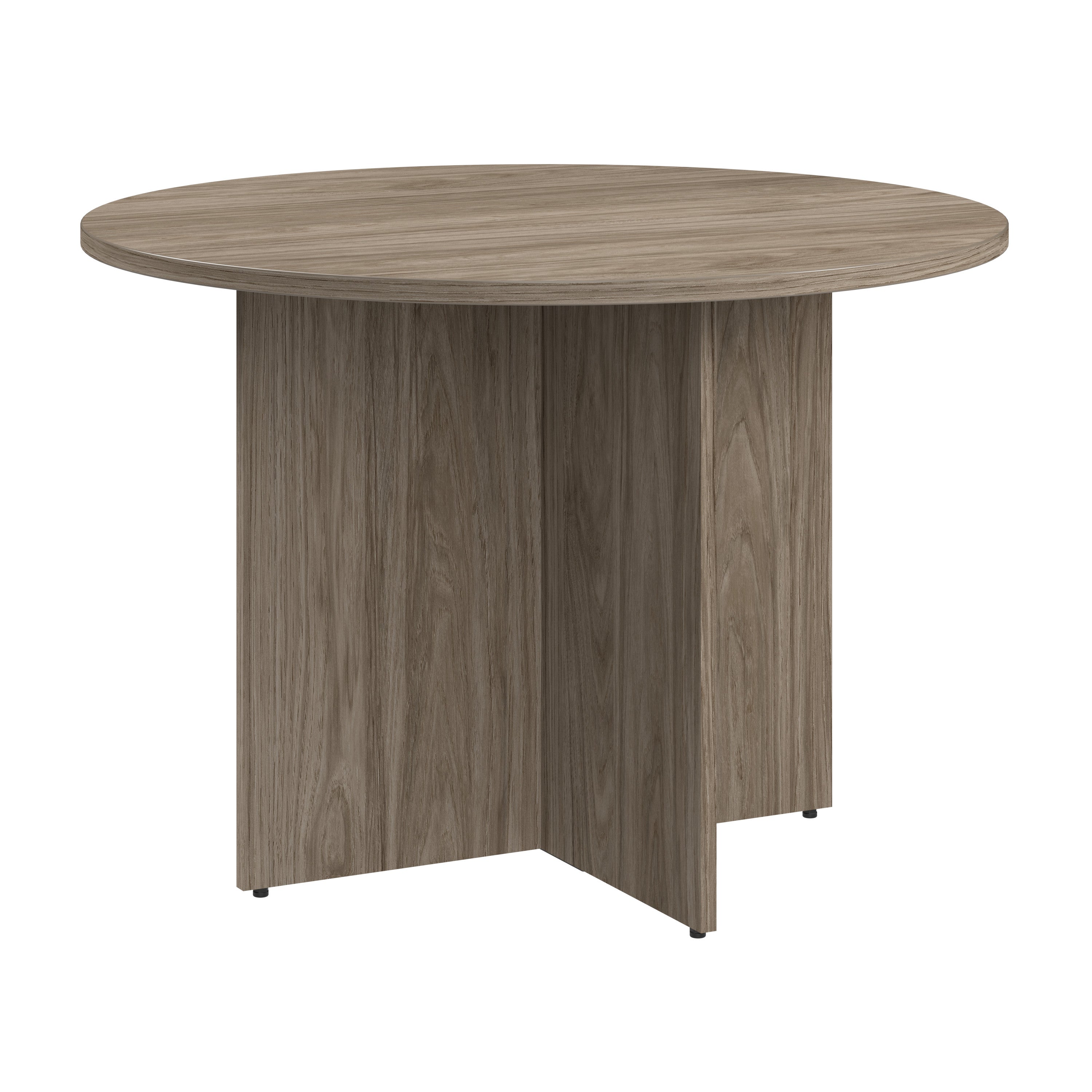 Bush Business Furniture 42-inch Round Conference Table with Wood Base in Modern Hickory - 41.38" Width x 41.38" Depth x 28.65" Height