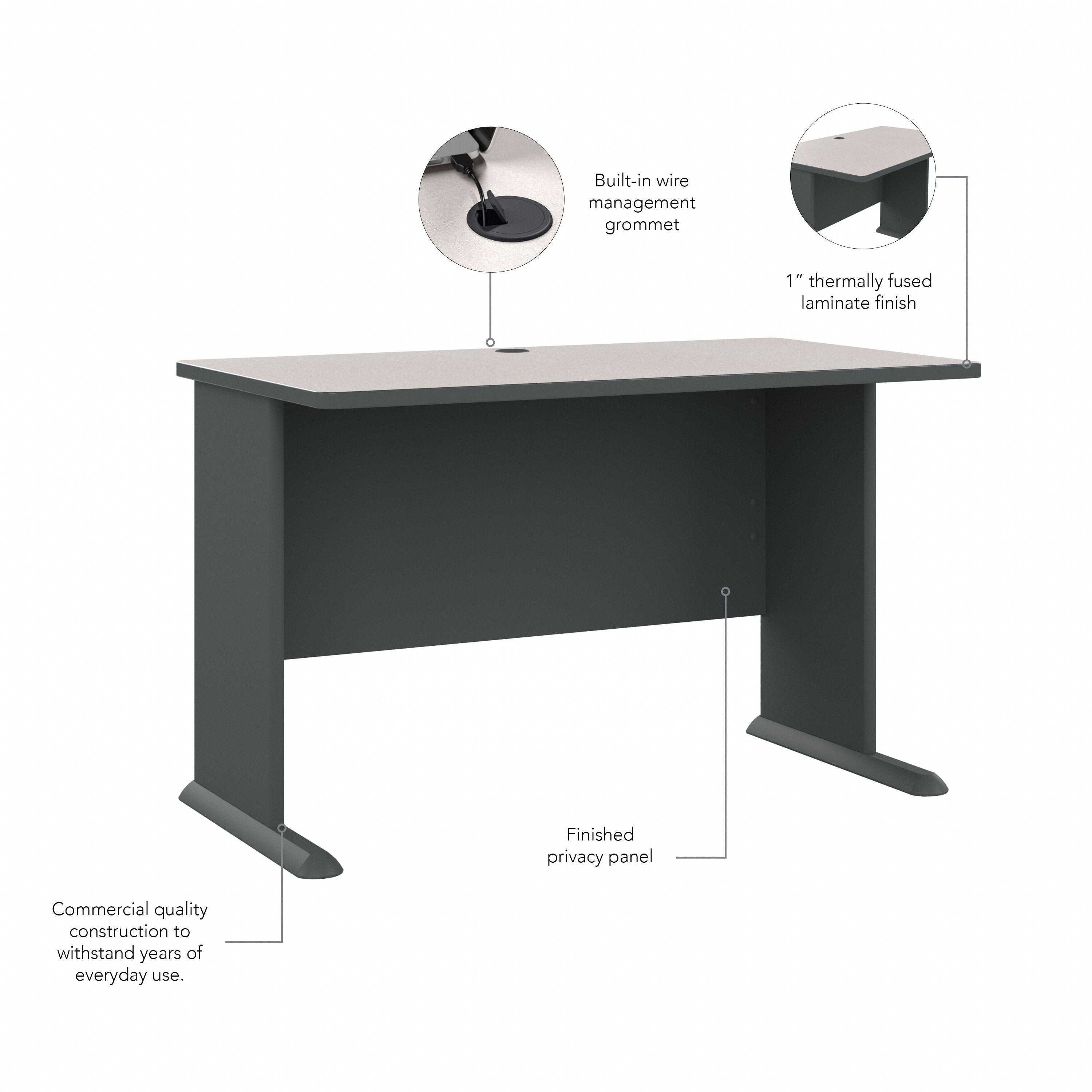 Bush Business Furniture Series A 48W Desk in Slate and White Spectrum - 47.52" Width x 26.81" Depth x 29.66" Height