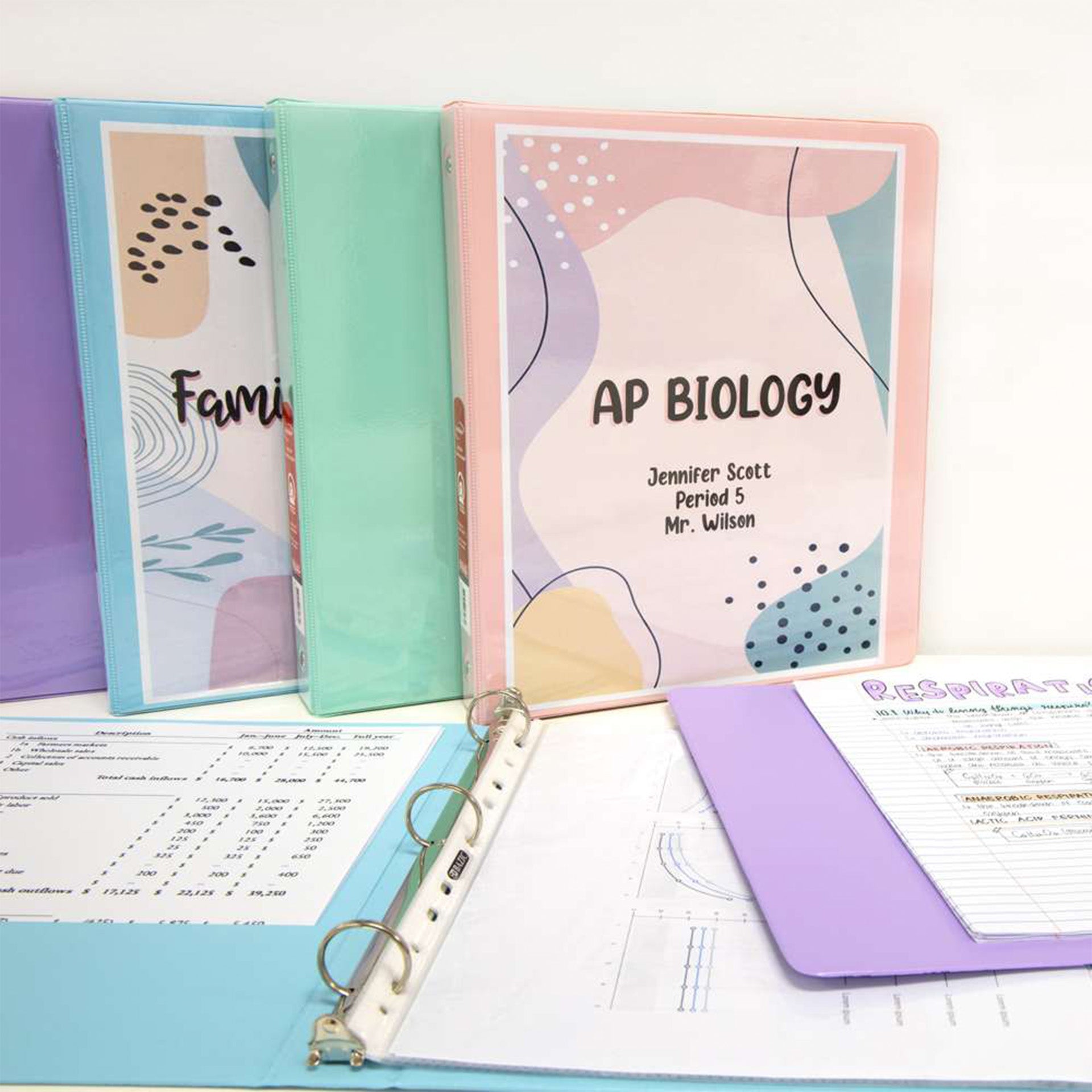 1" 3-Ring View Binder with 2-Pockets, Assorted Pastel Colors, 1 Count