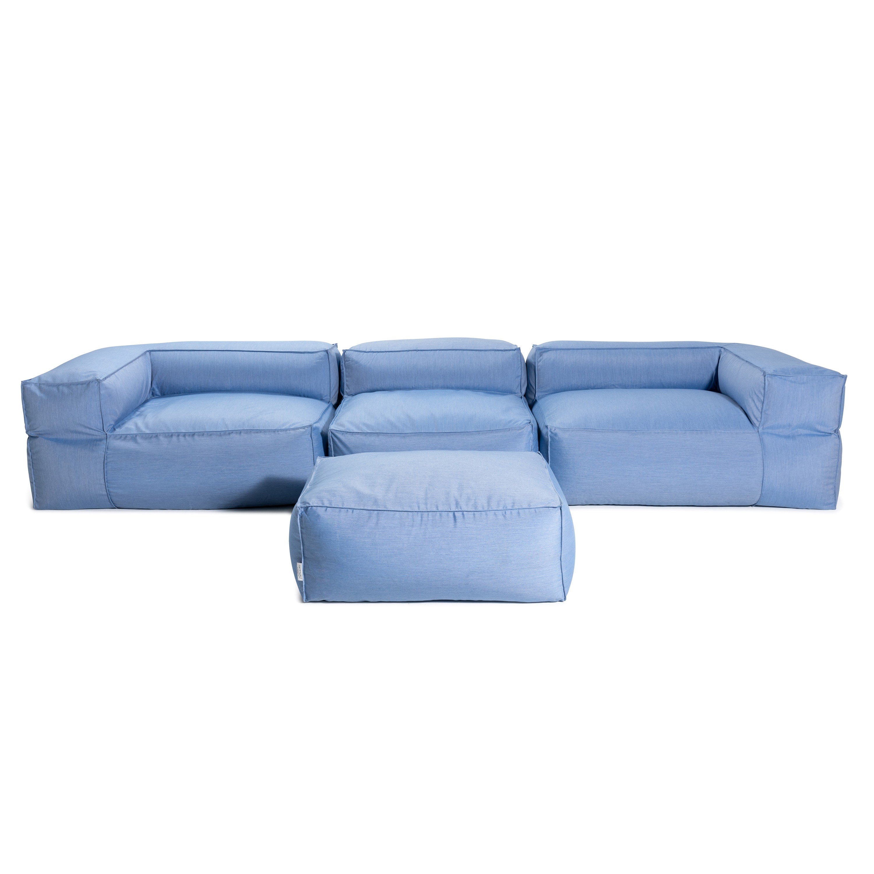 Baya 4 Piece Outdoor Sofa with Ottoman - Luxurious European Style Soft Seating, Ocean Blue