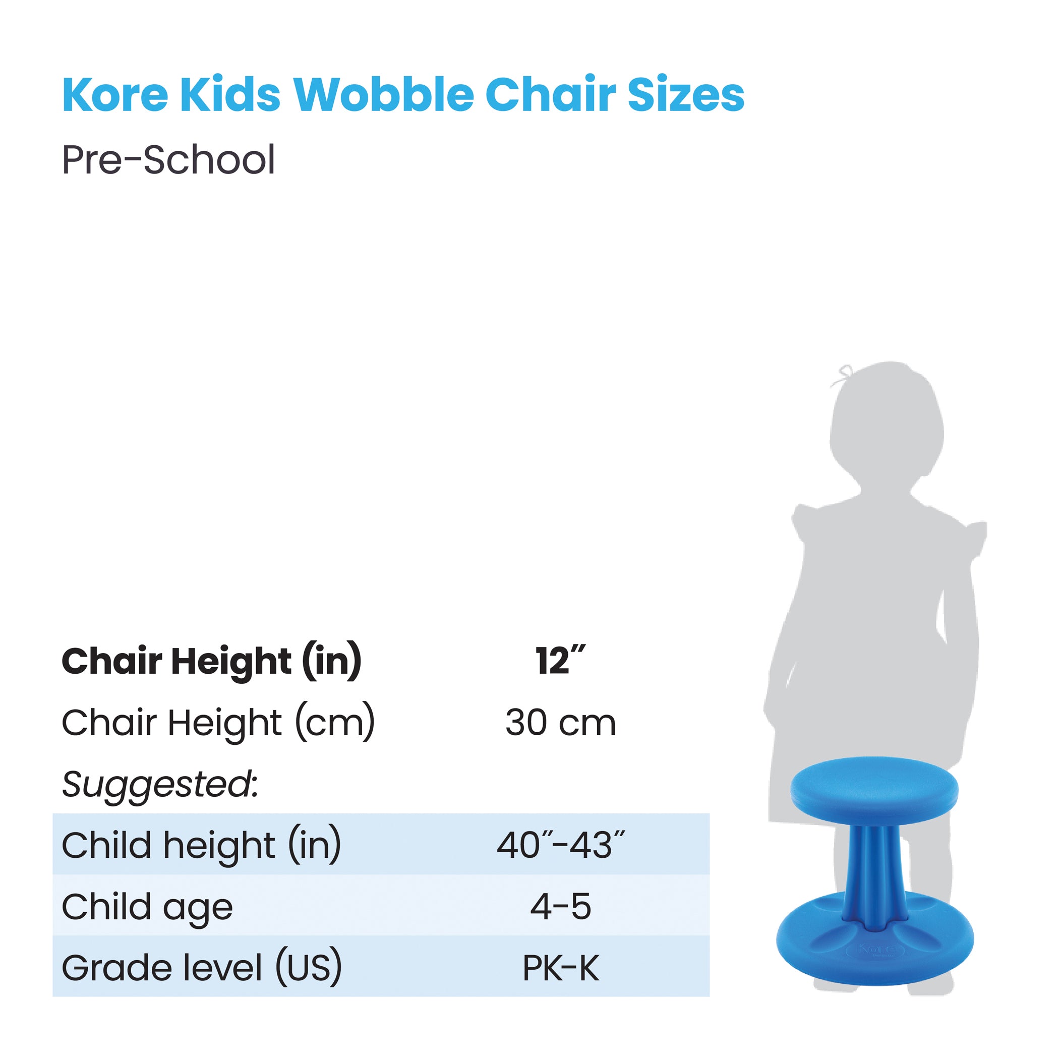 Pre-School Wobble Chair 12", Blue