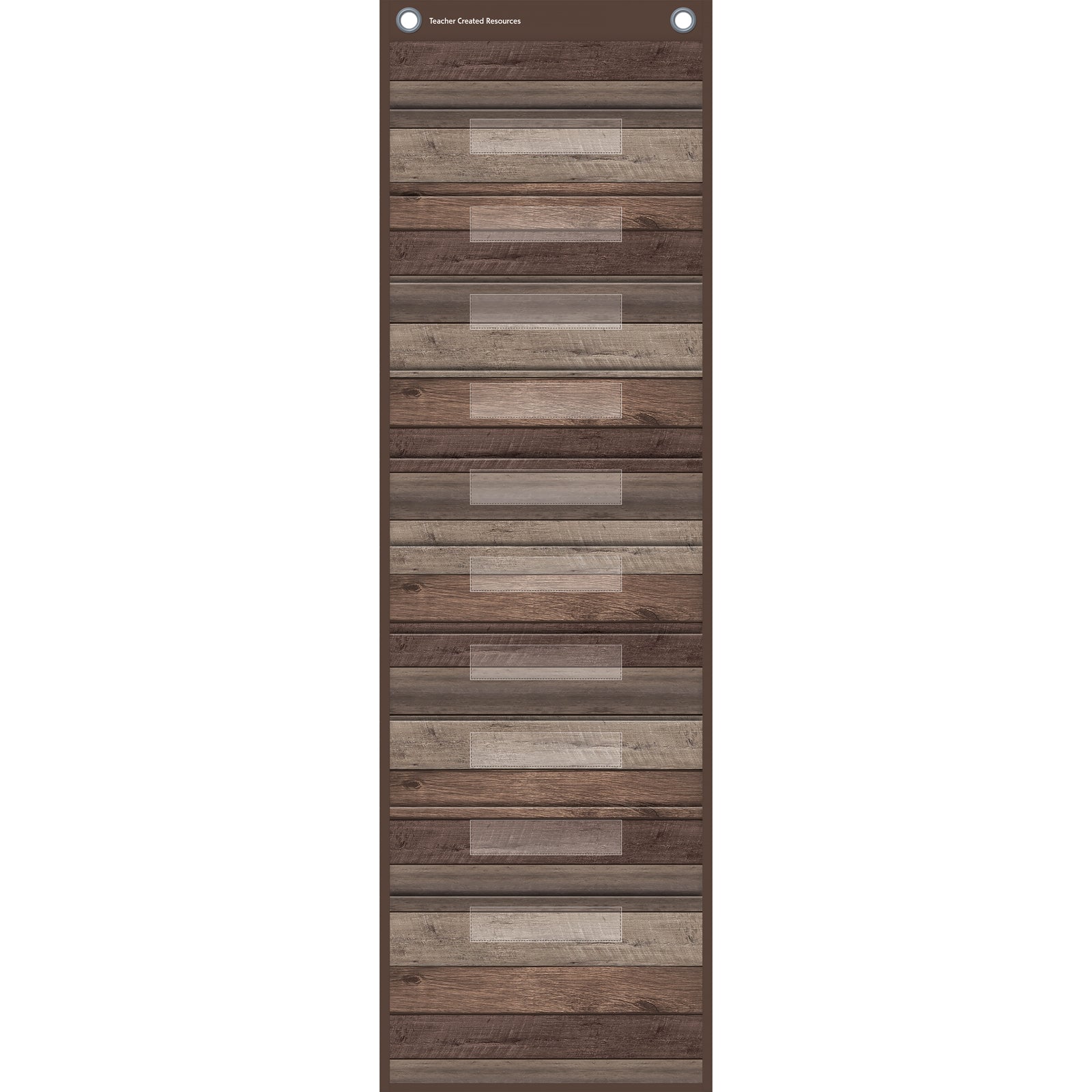 Dark Wood 10 Pocket File Storage Pocket Chart (14" x 58")