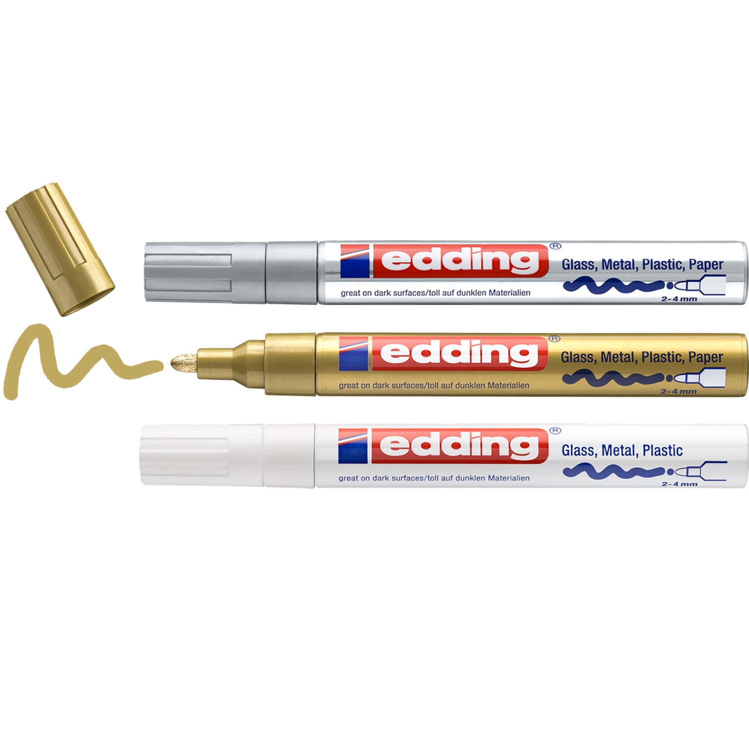 edding 750 Gloss Paint Marker - Set of 3 - Metallic
