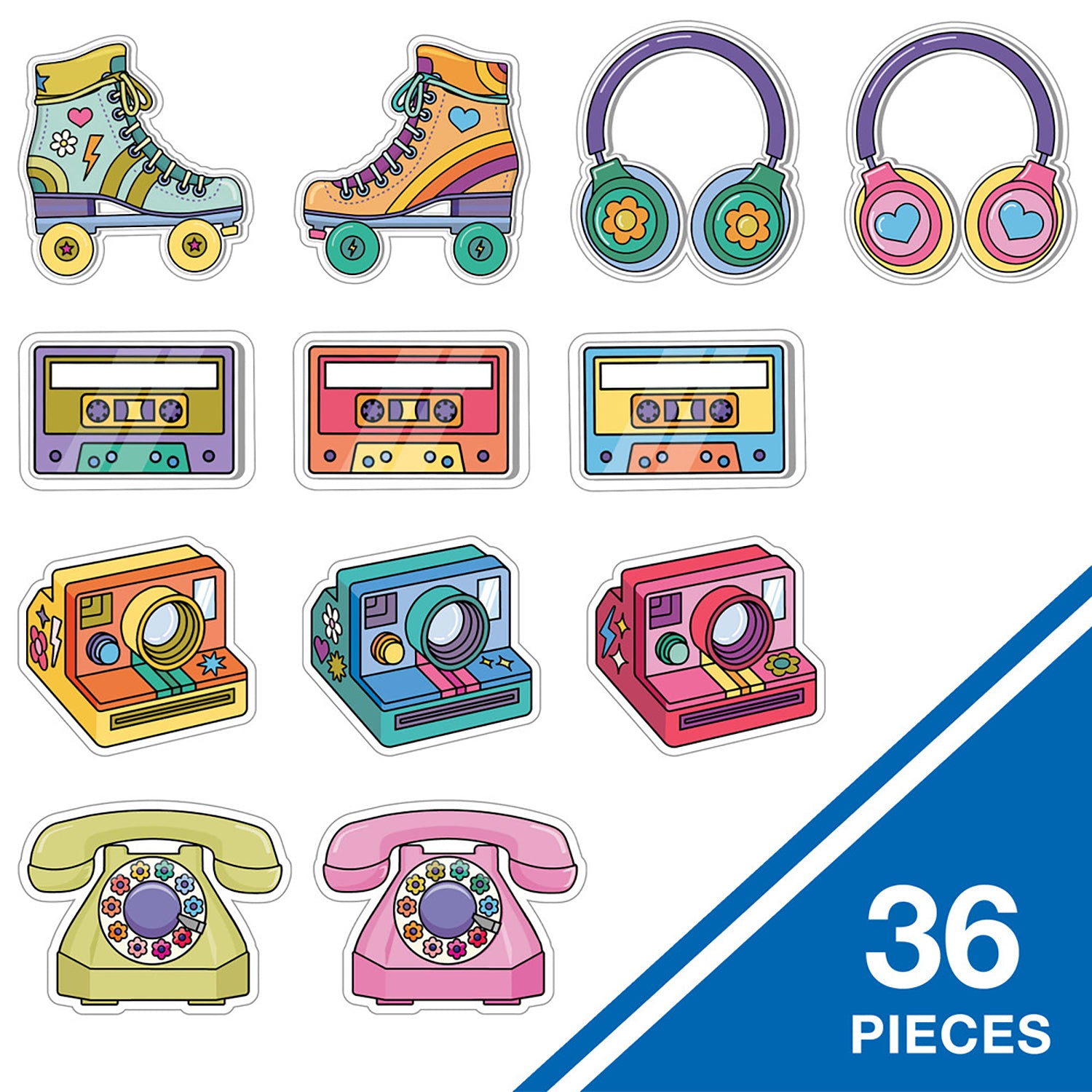 Retro Remix Cutouts, 36 Per Pack, 3 Packs