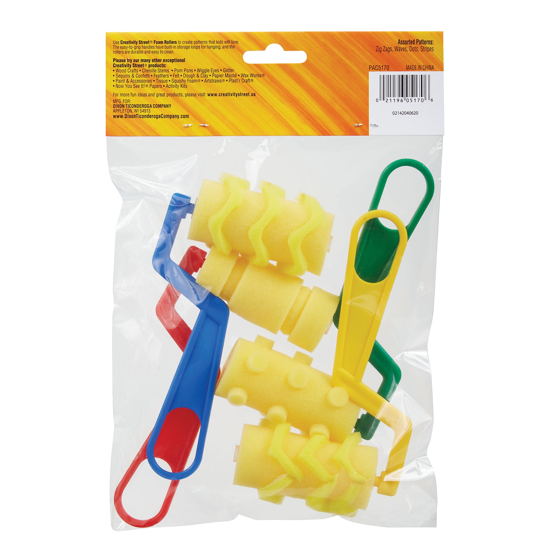 Foam Rollers, 4 Patterns, Pack of 4