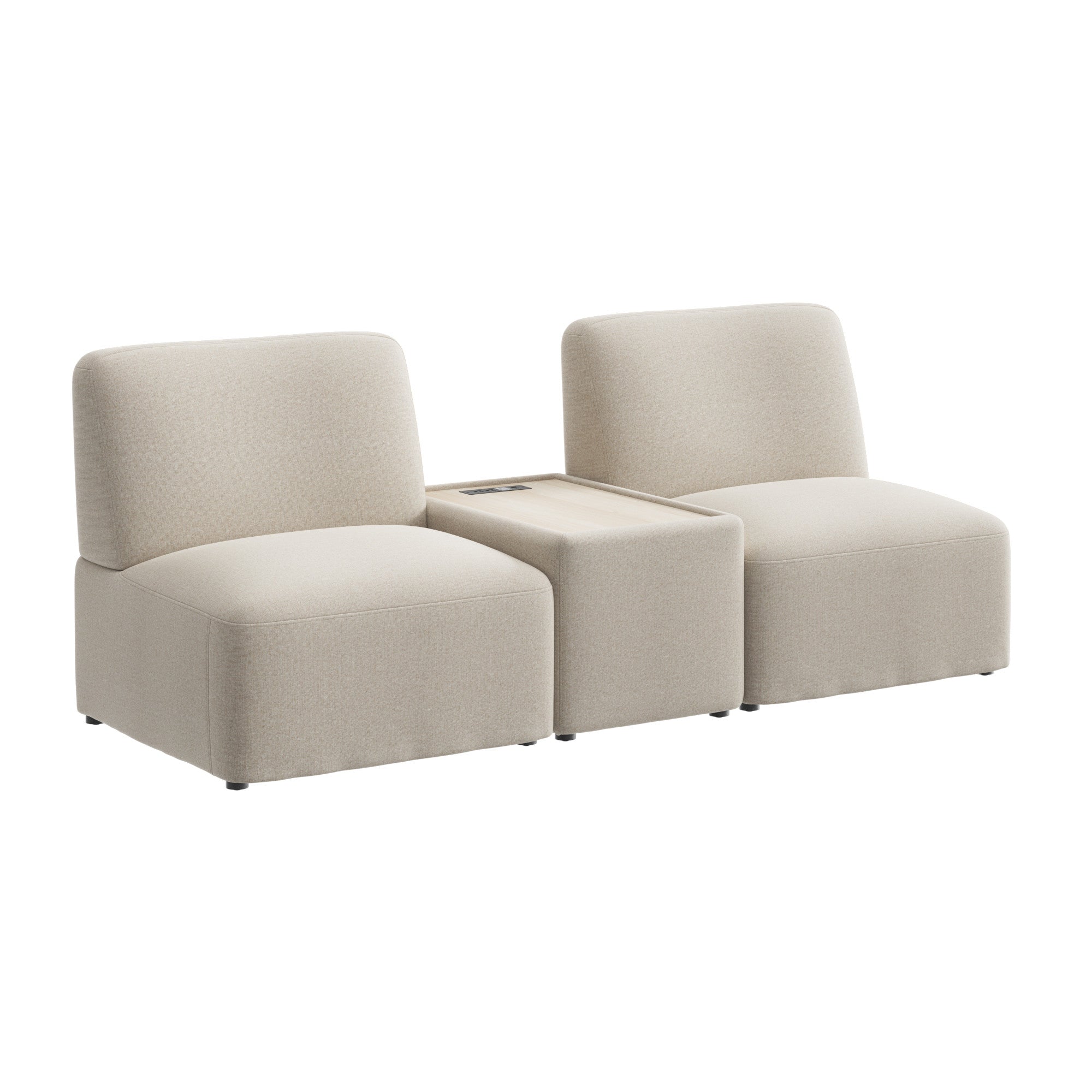 Bush Business Furniture Assemble Modular 2 Seater Sectional with Charging Station in Oat Fabric - 79.92" Width x 30.51" Depth x 29.92" Height