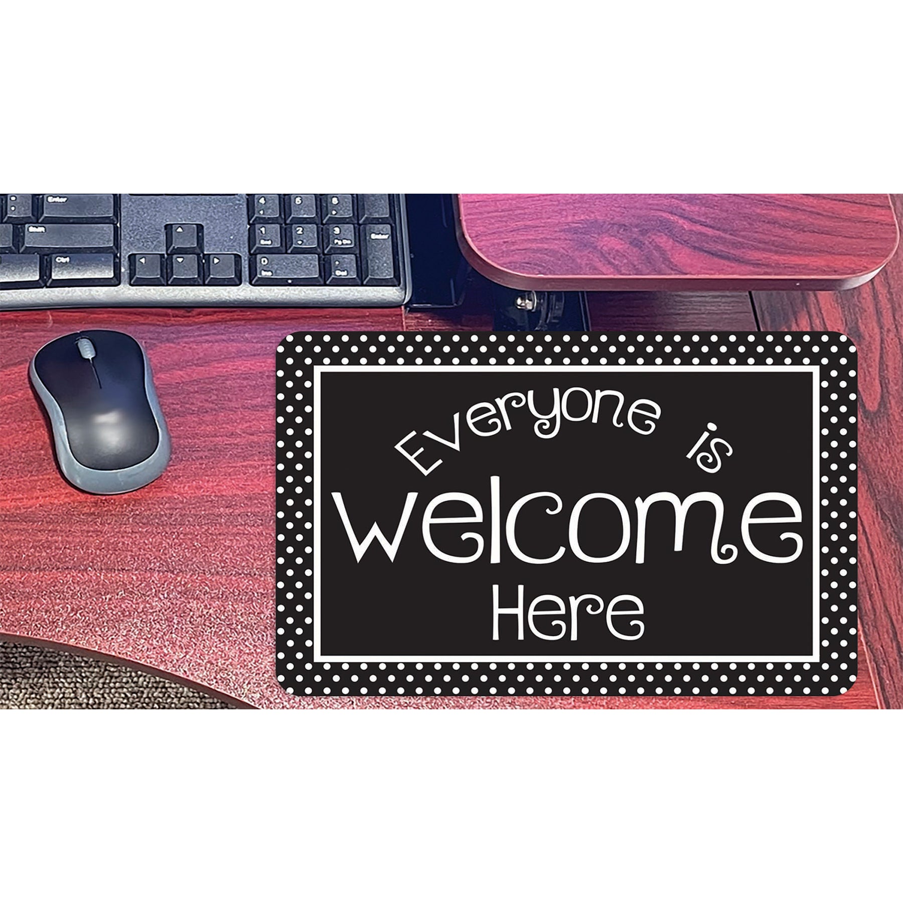 Computer Mouse Pad, 8" x 10", Everyone is Welcome Here, BW Dots