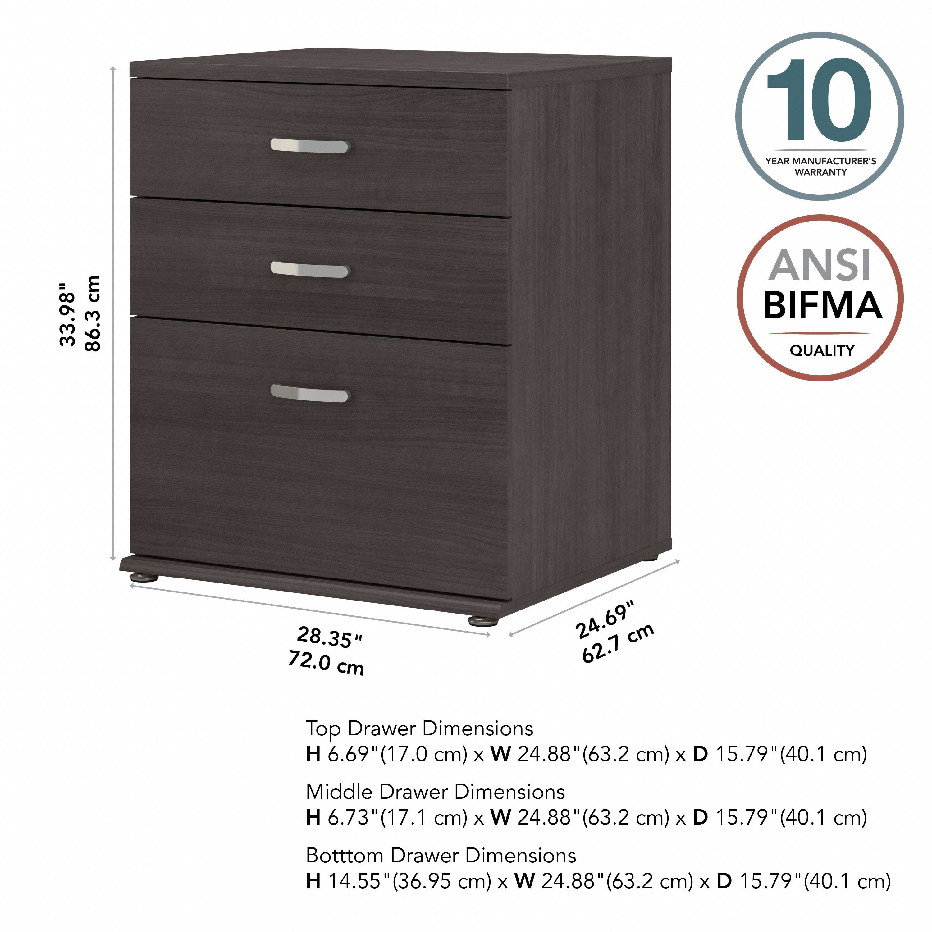 Bush Business Furniture Universal Floor Storage Cabinet with Drawers in Storm Gray - 28.35" Width x 24.69" Depth x 33.98" Height