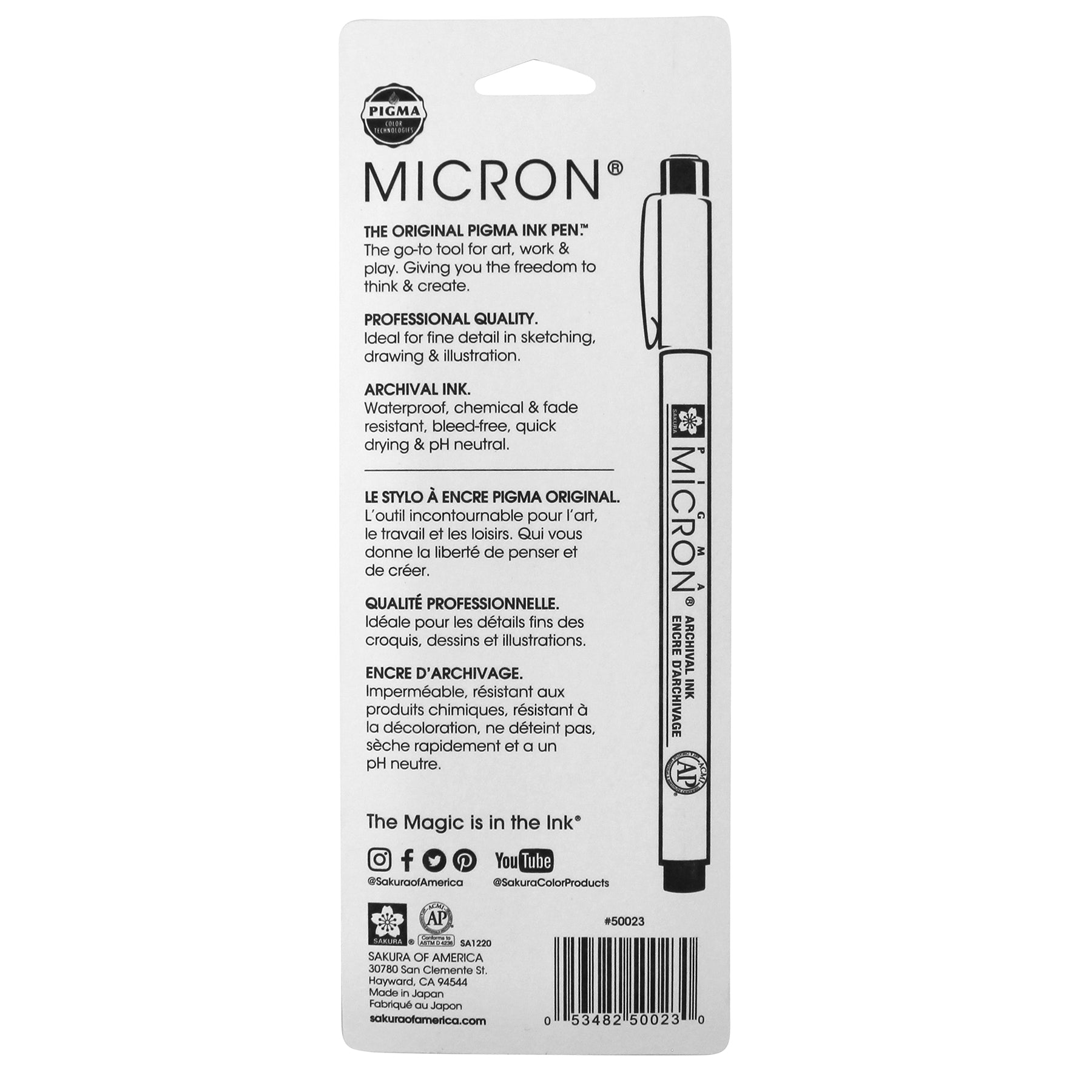Pigma Micron Pens, Size 08 Fine Point, Black, 3-Pack, Blister Pack